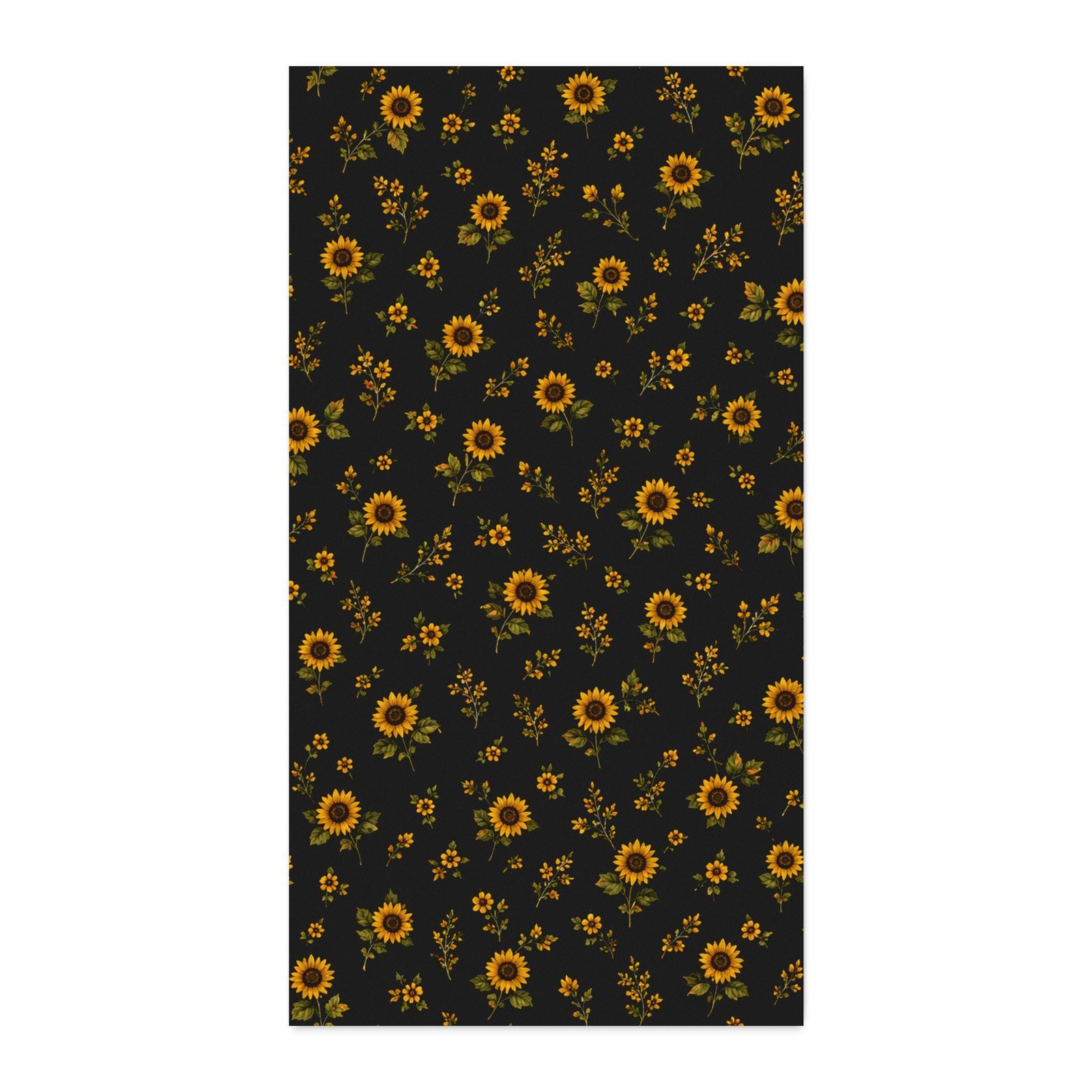 Sunflower Black Floral Sewing CUSTOM Cotton Twill Fabric, printed fabric view 2