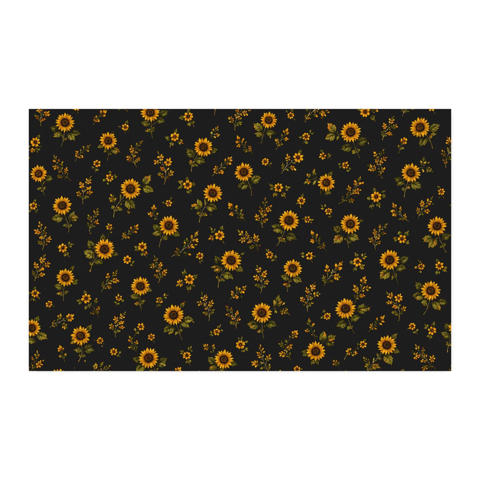 Sunflower Black Floral Sewing CUSTOM Cotton Twill Fabric, printed fabric view 4