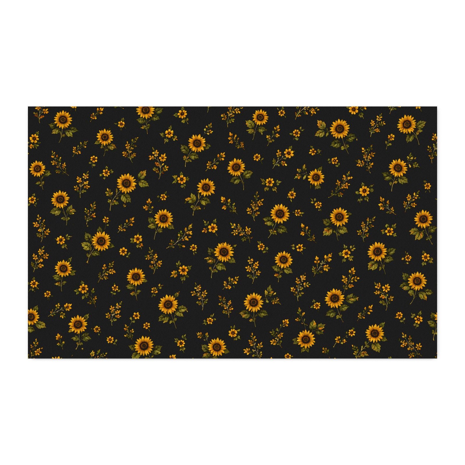 Sunflower Black Floral Sewing CUSTOM Cotton Twill Fabric, printed fabric view 5