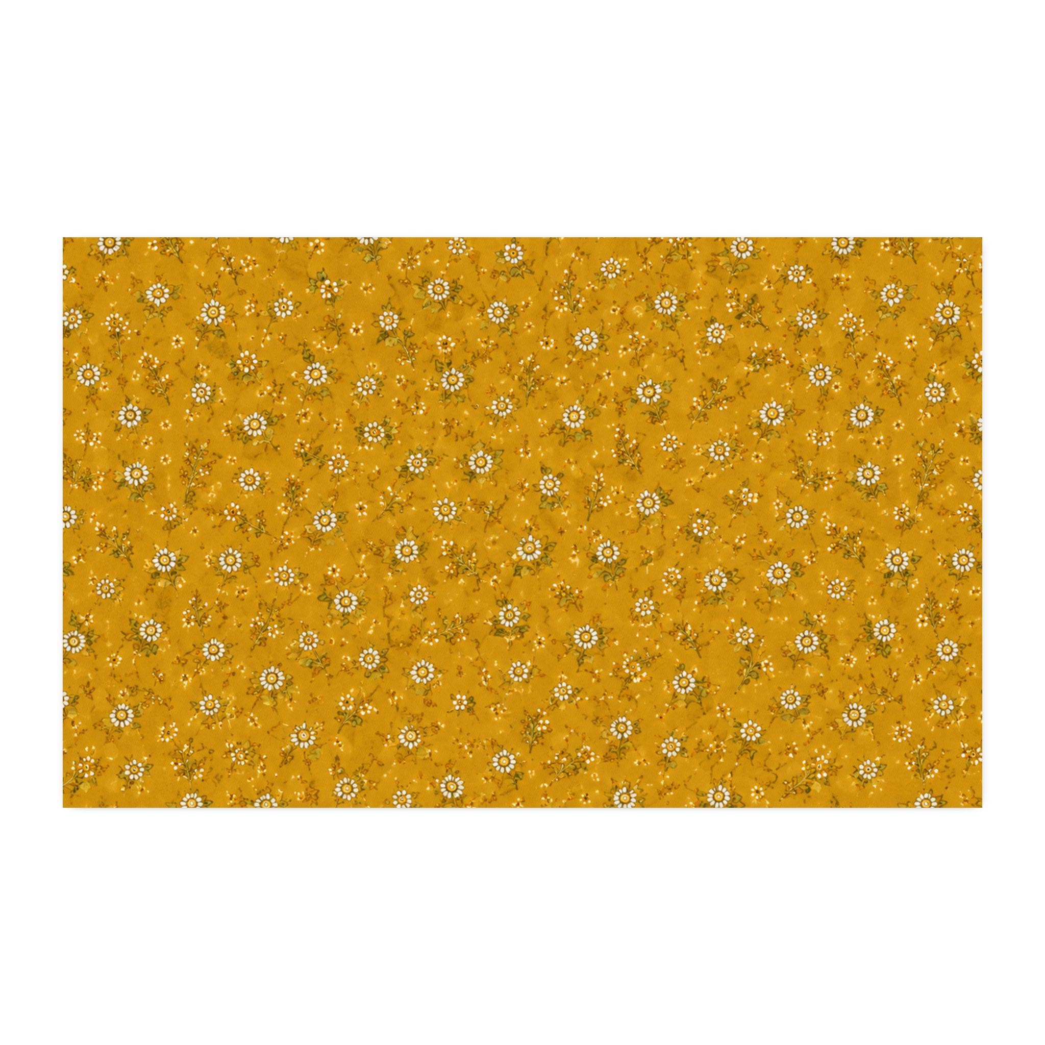 Mustard Ditsy Floral Fabric Cotton Twill | Small Yellow Flower Print, product view 4