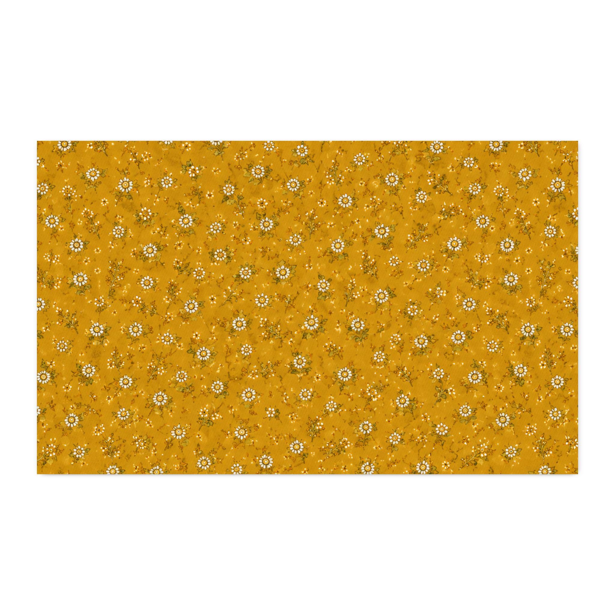 Mustard Ditsy Floral Fabric Cotton Twill | Small Yellow Flower Print, product view 5