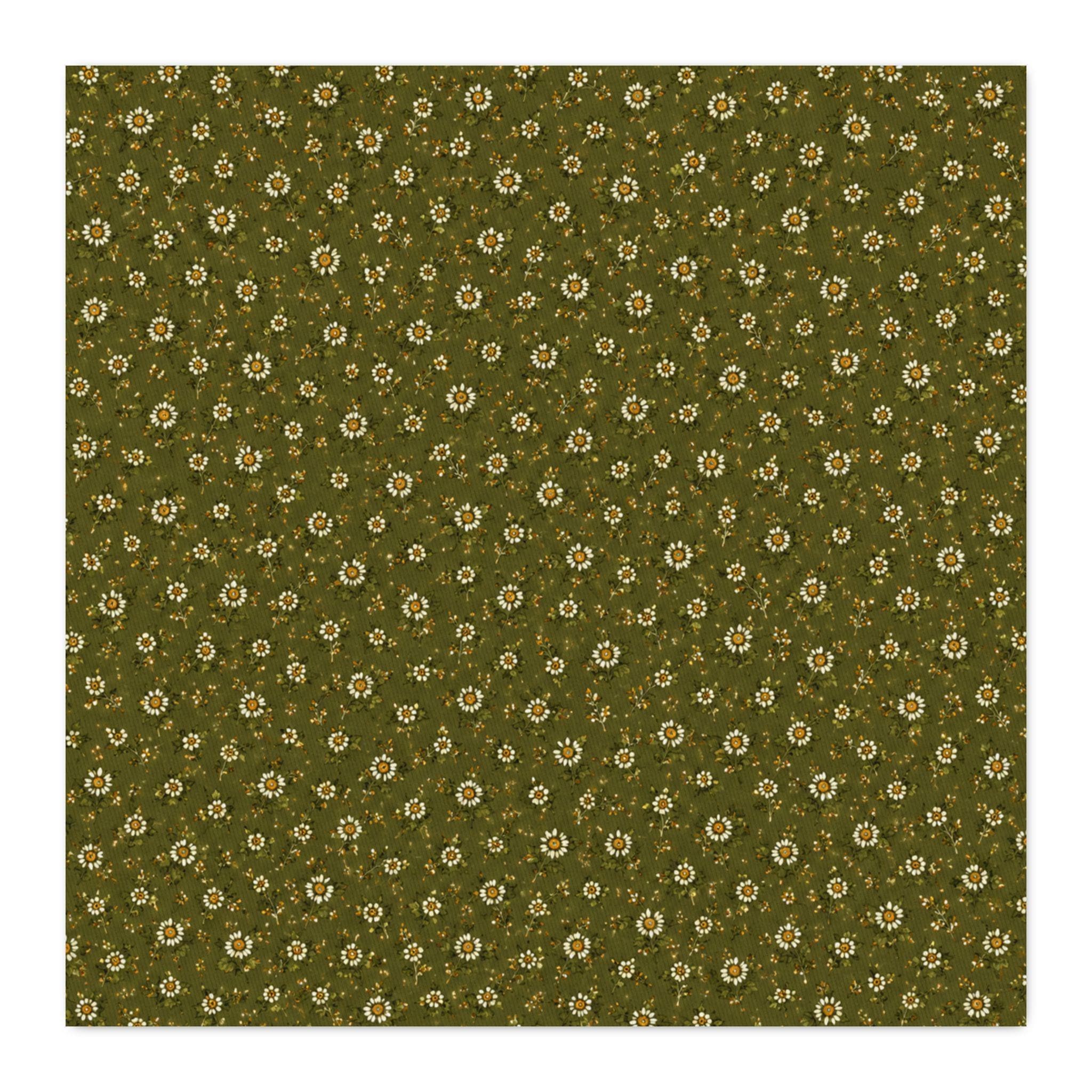 Olive Green Mini Floral Cotton Twill Fabric