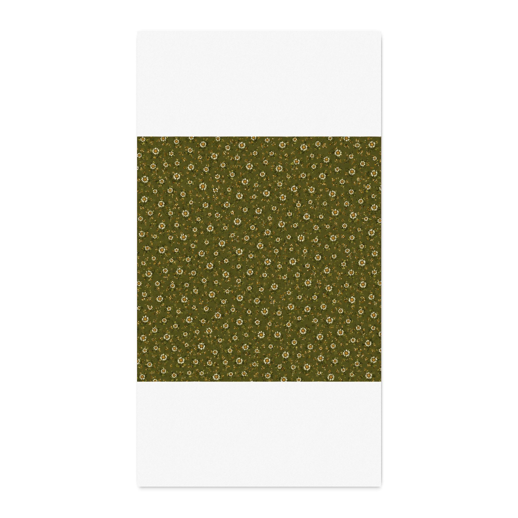Olive Green Mini Floral Cotton Twill Fabric, product view 3