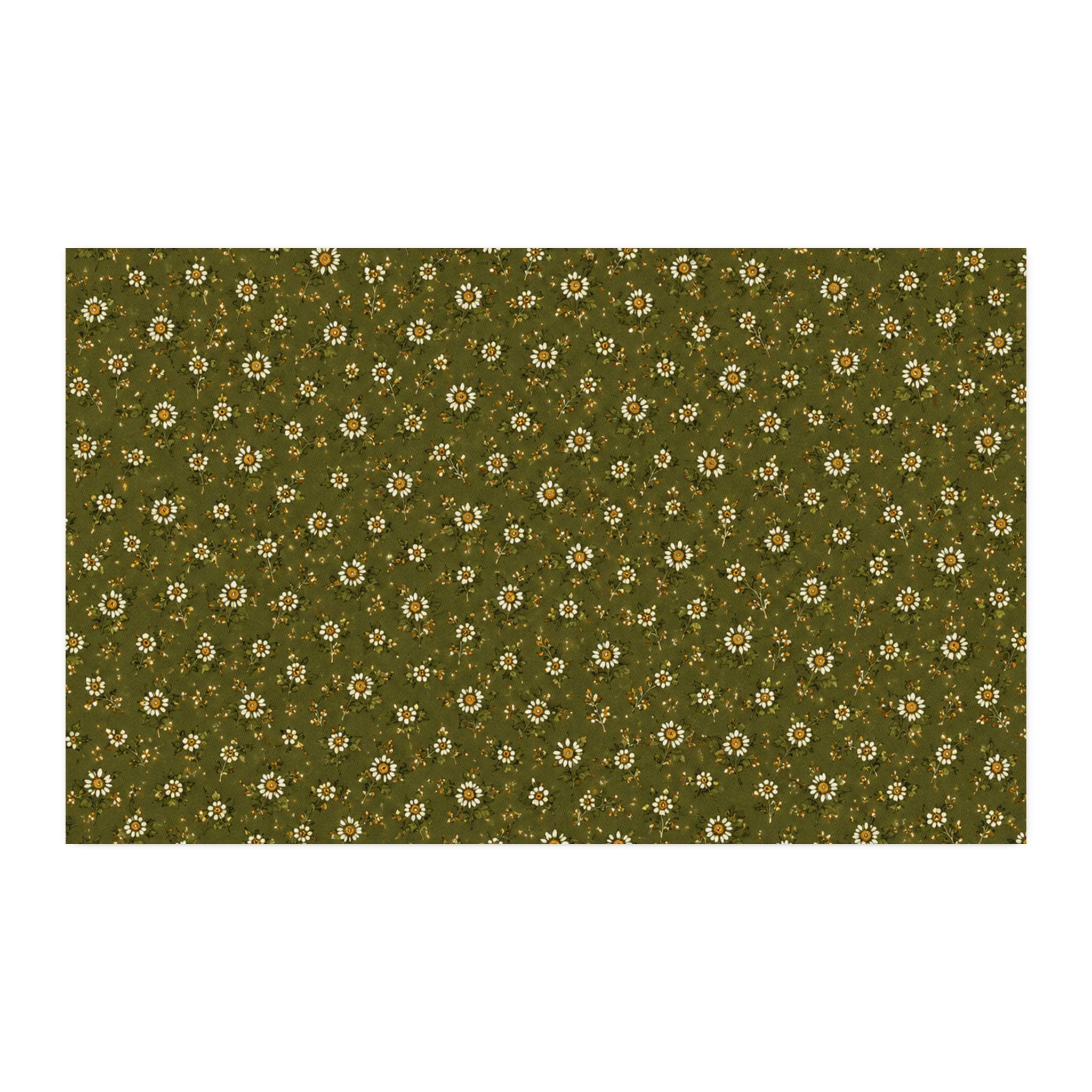 Olive Green Mini Floral Cotton Twill Fabric, product view 7