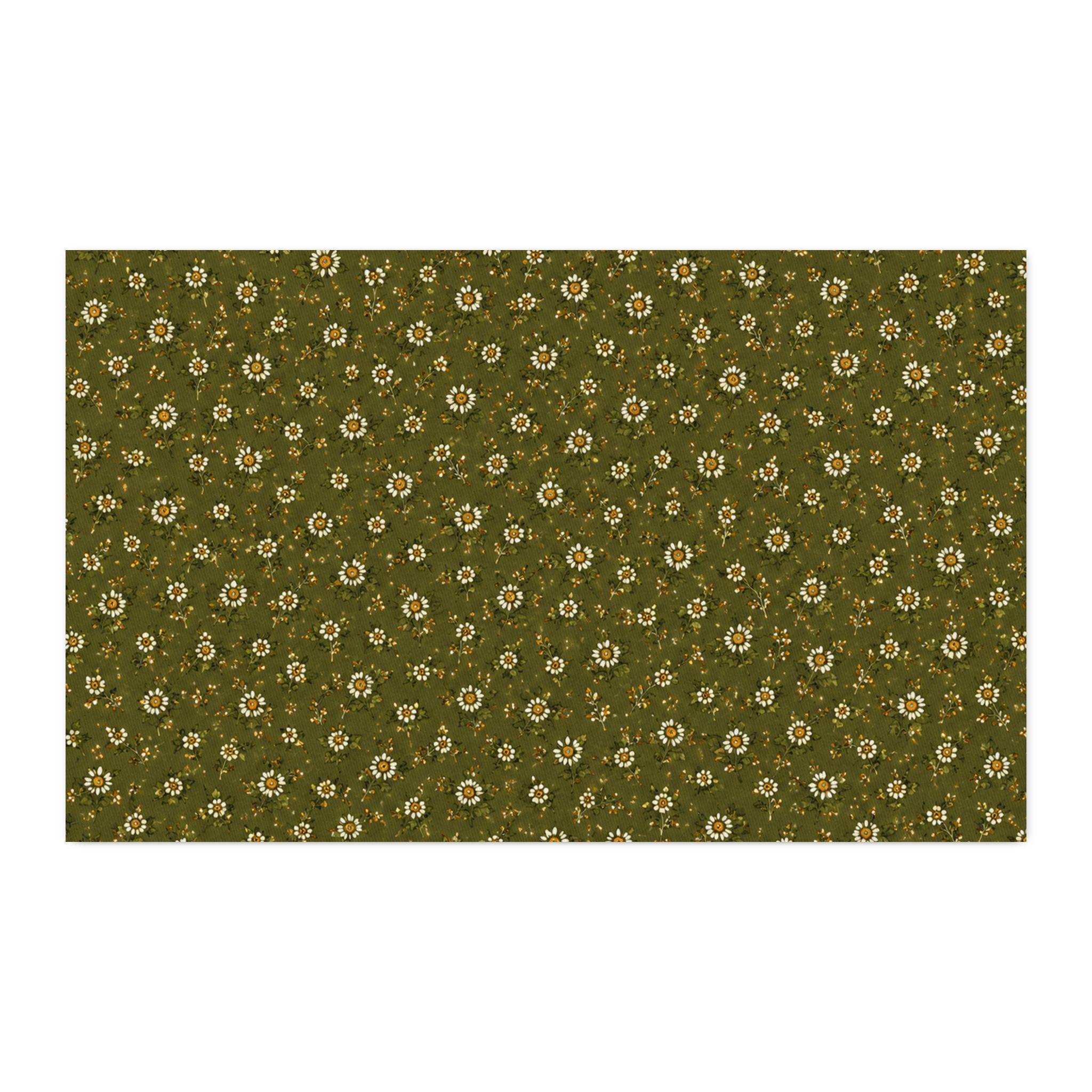 Olive Green Mini Floral Cotton Twill Fabric, product view 9