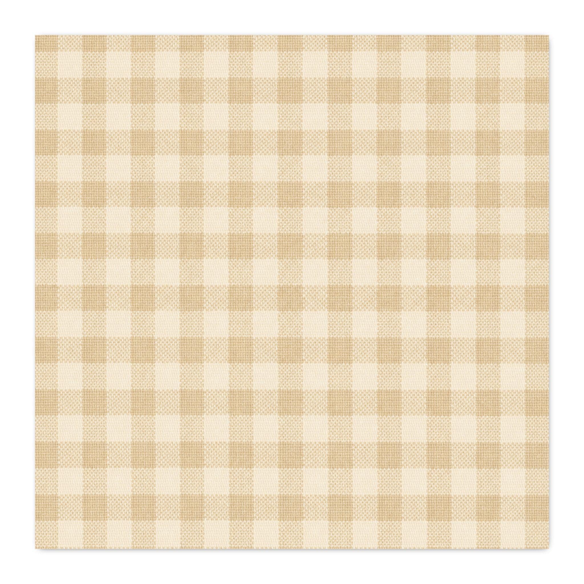 Oatmeal and cream mini check cotton twill fabric