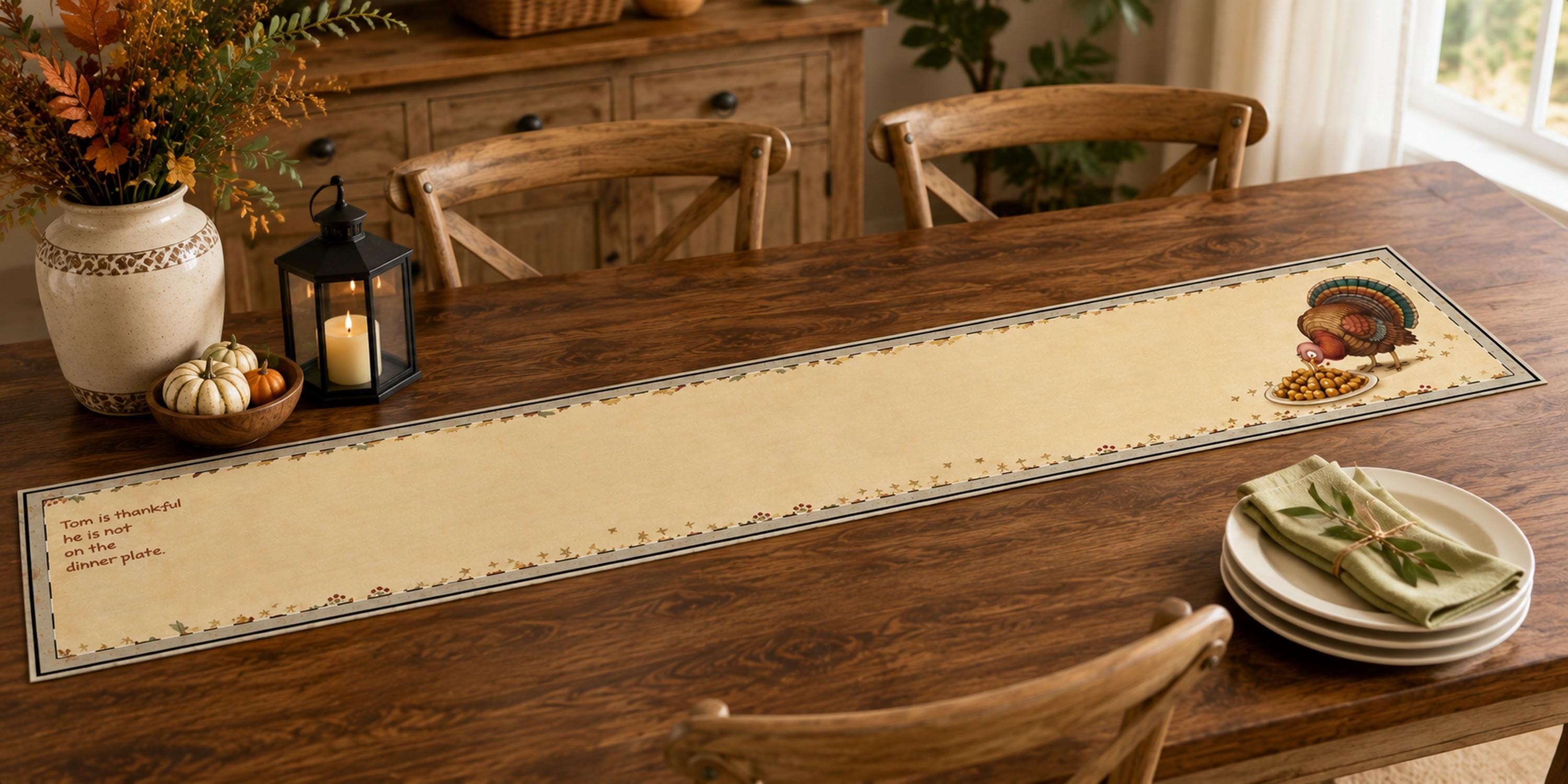 TomTurkey Thanksgiving Quilted Table Runner, product view 2