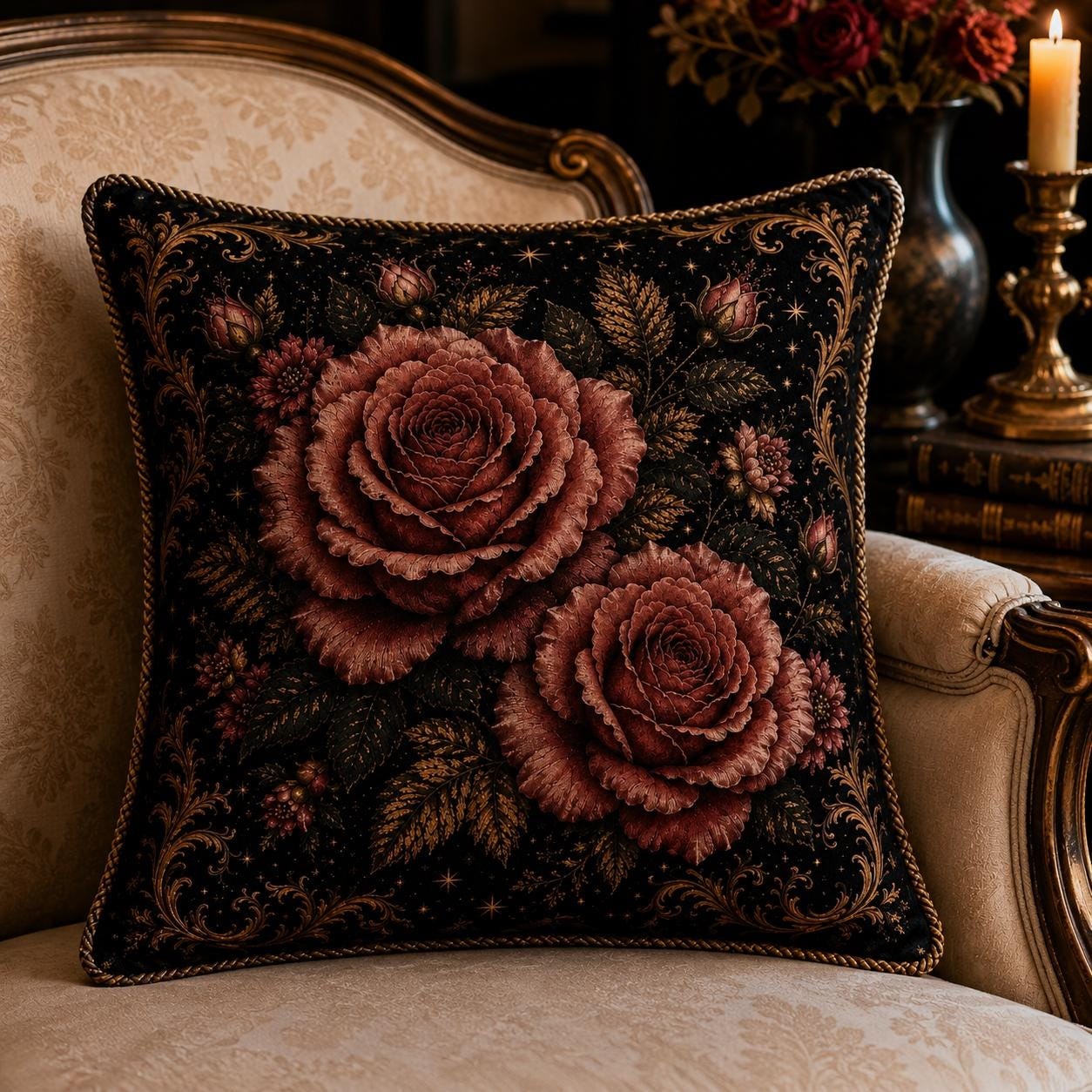 Vintage Rose Throw Pillow, product view 2