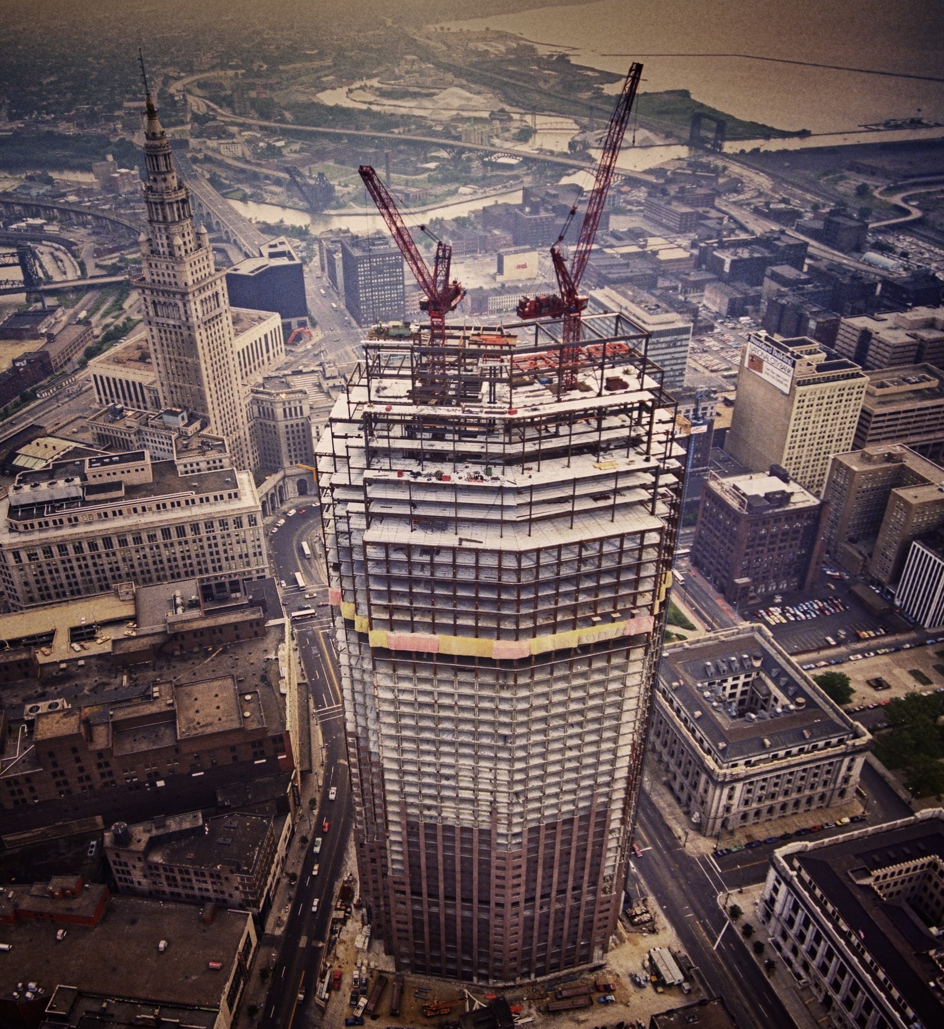BP Tower construction cranes