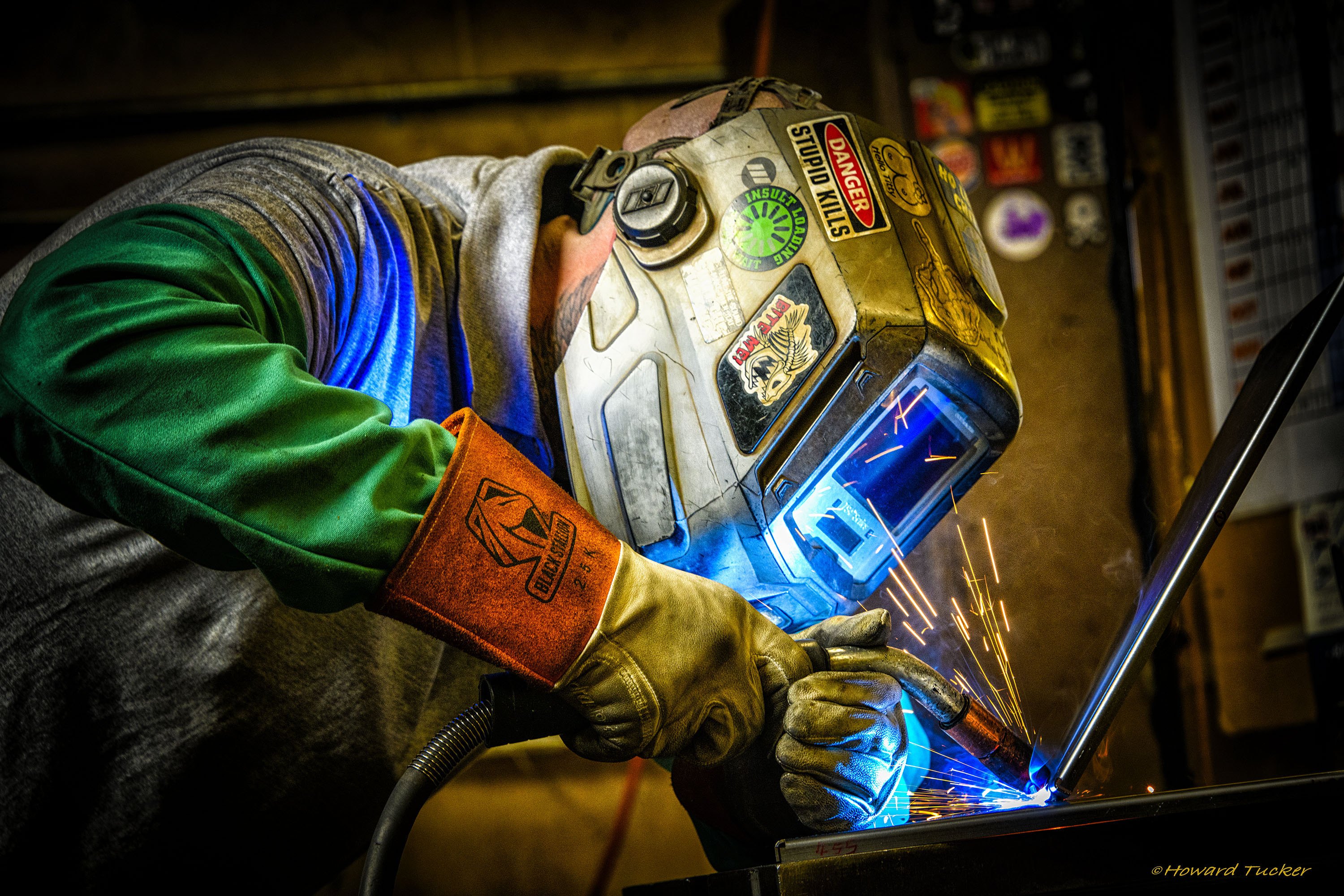Welder at work on an industrial project