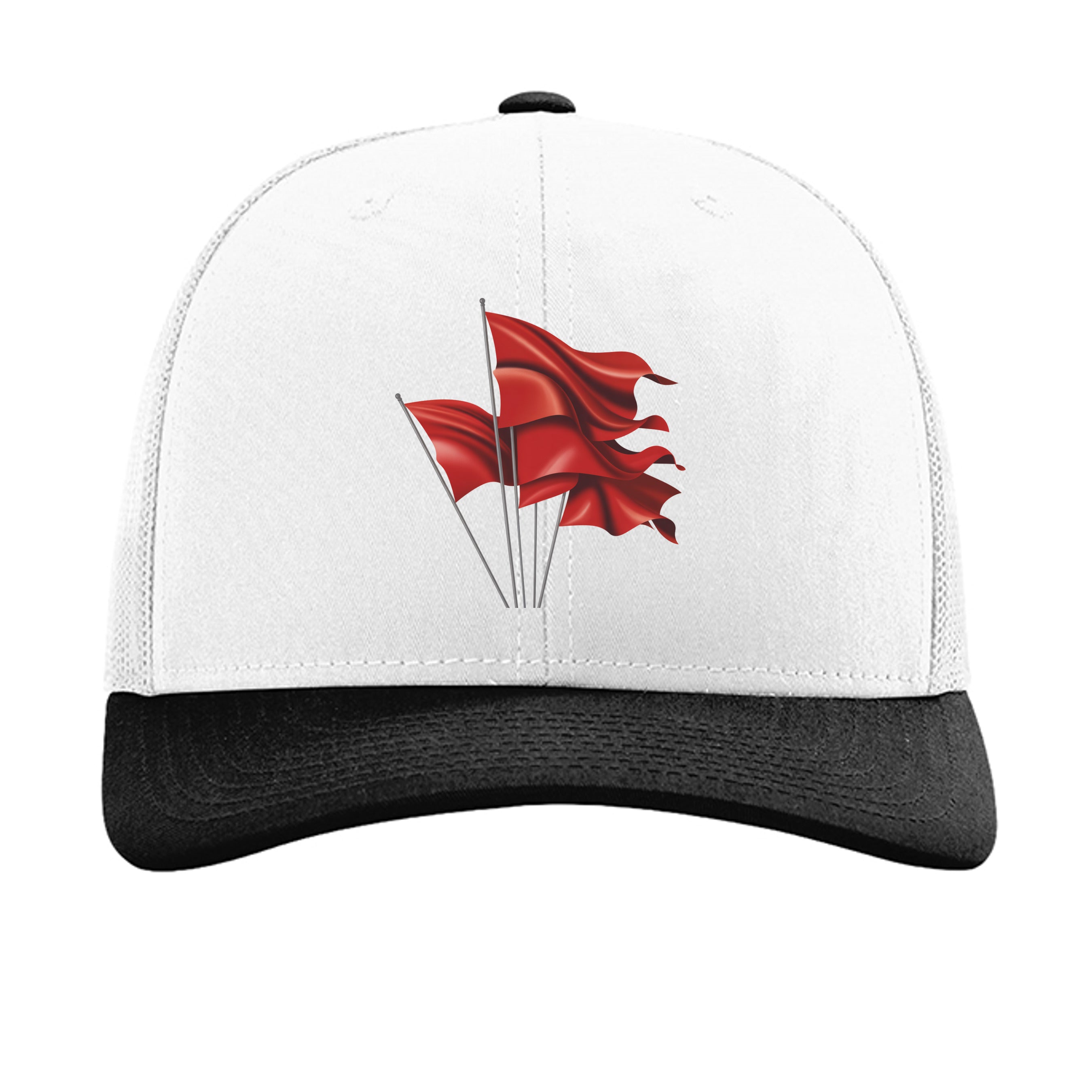 Red Flags Richardson 112 Snapback Stylish Trucker Hat graphic apparel
