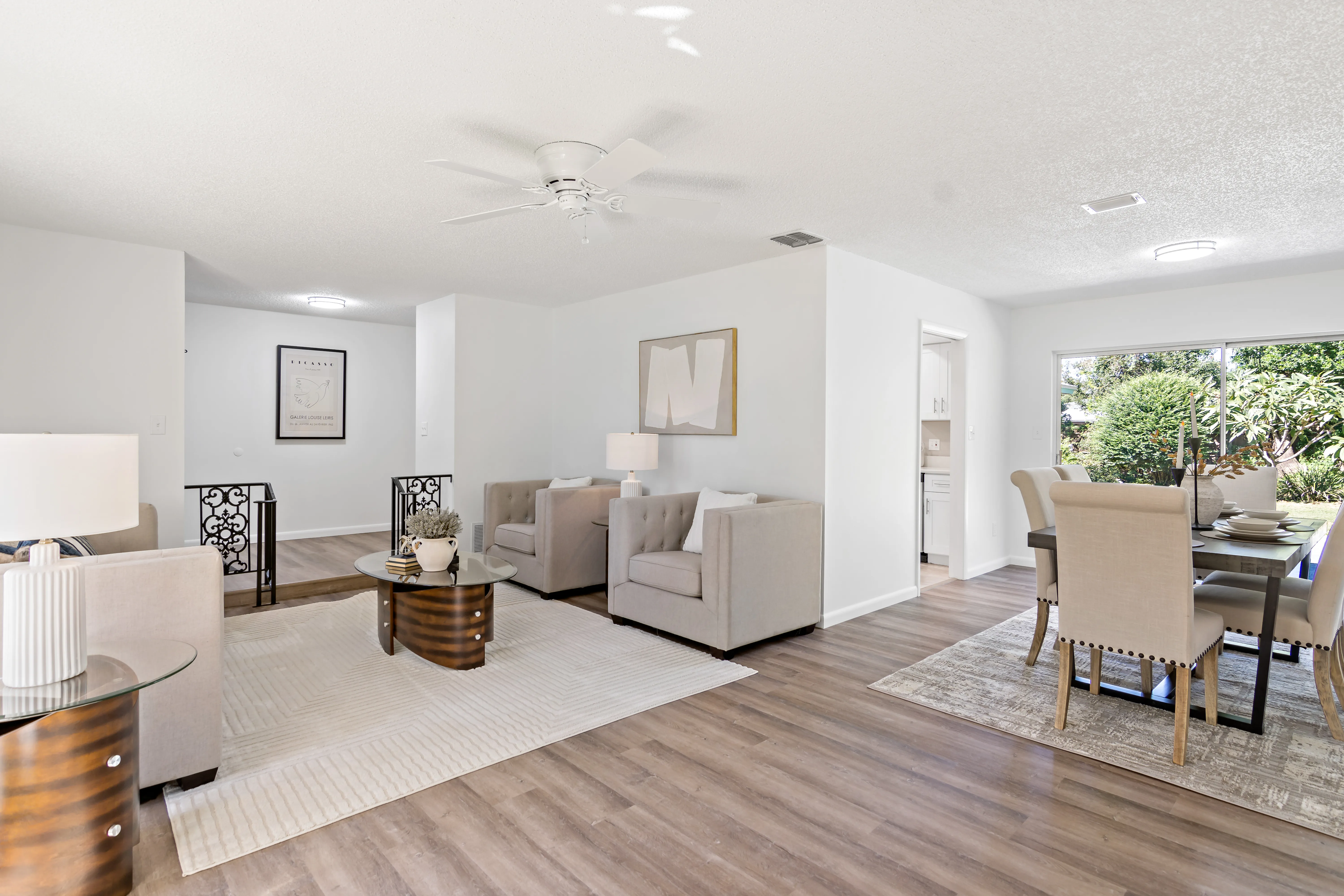 Thoughtfully furnished dining and living space