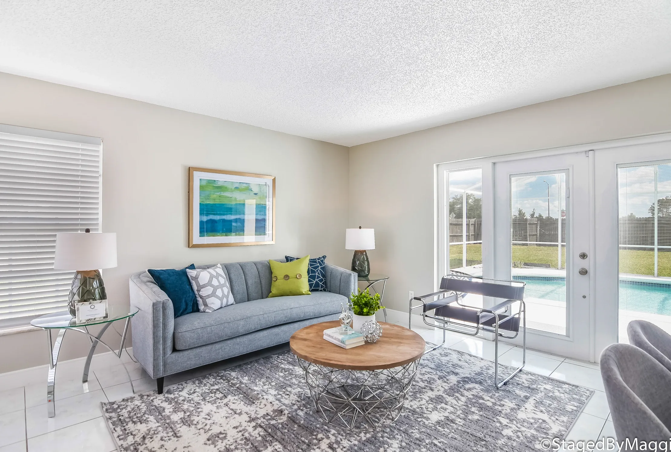 Staged Orlando living space with furniture arranged to show scale and flow