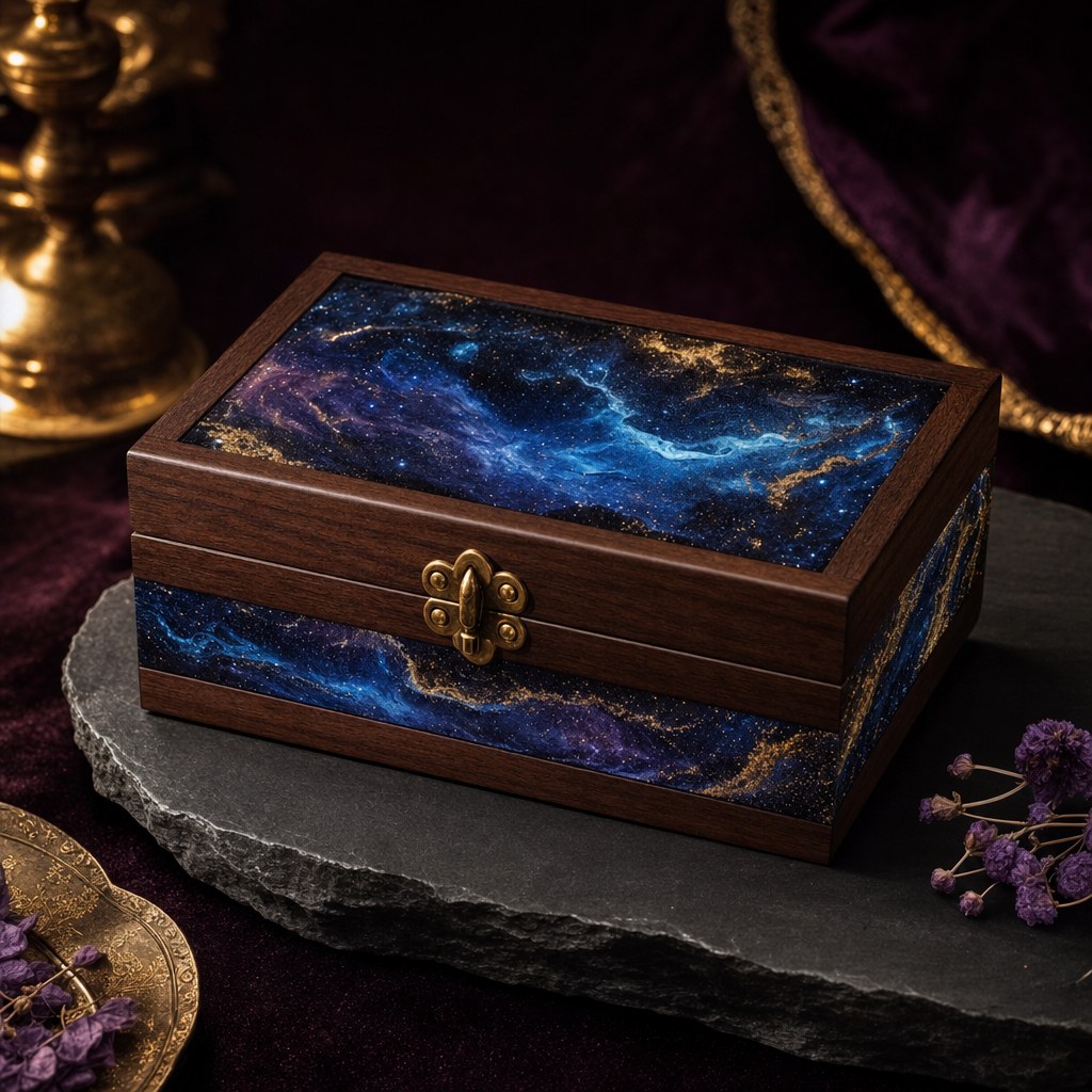 Handmade galaxy resin keepsake box