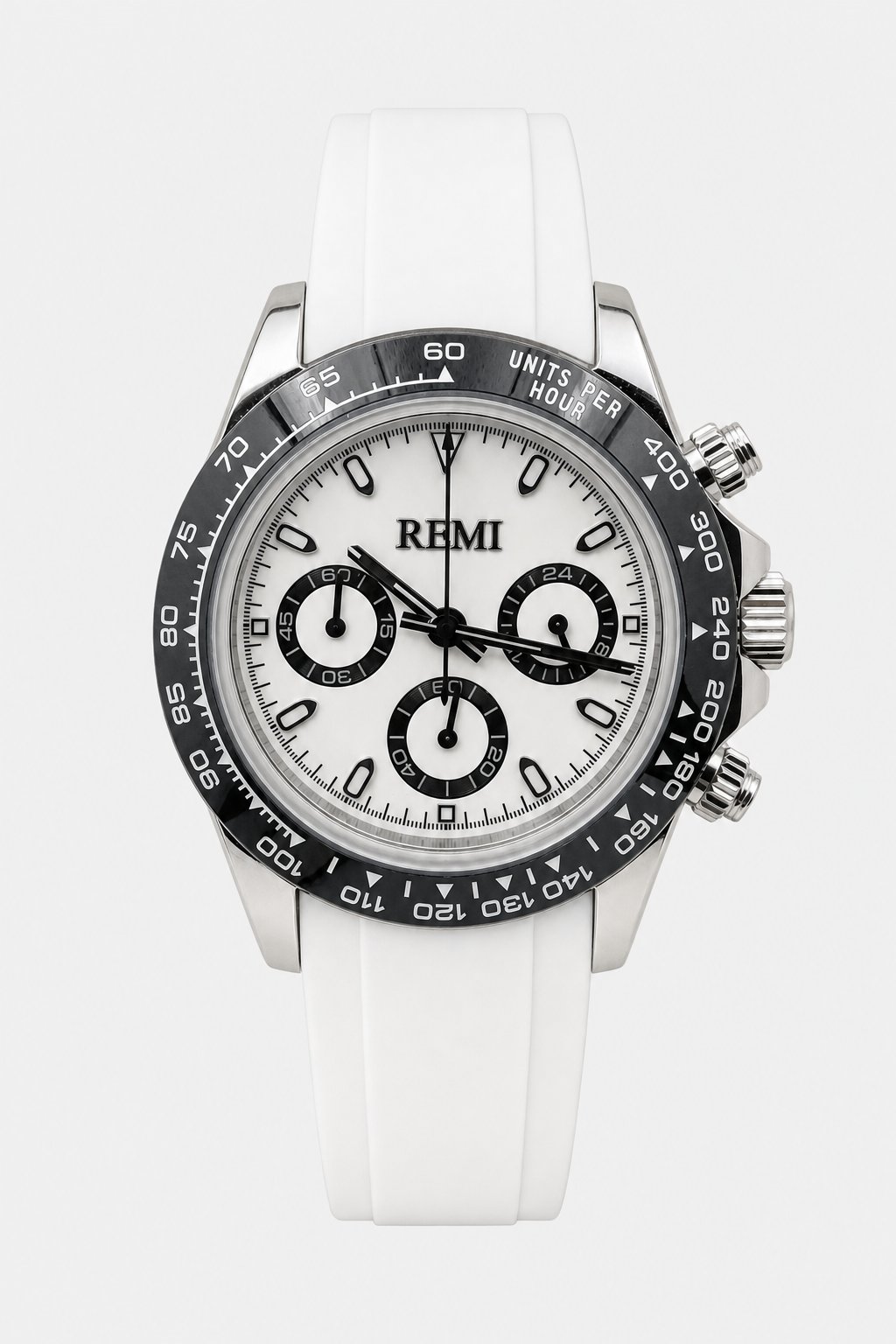 pursuit chronograph white panda white strap
