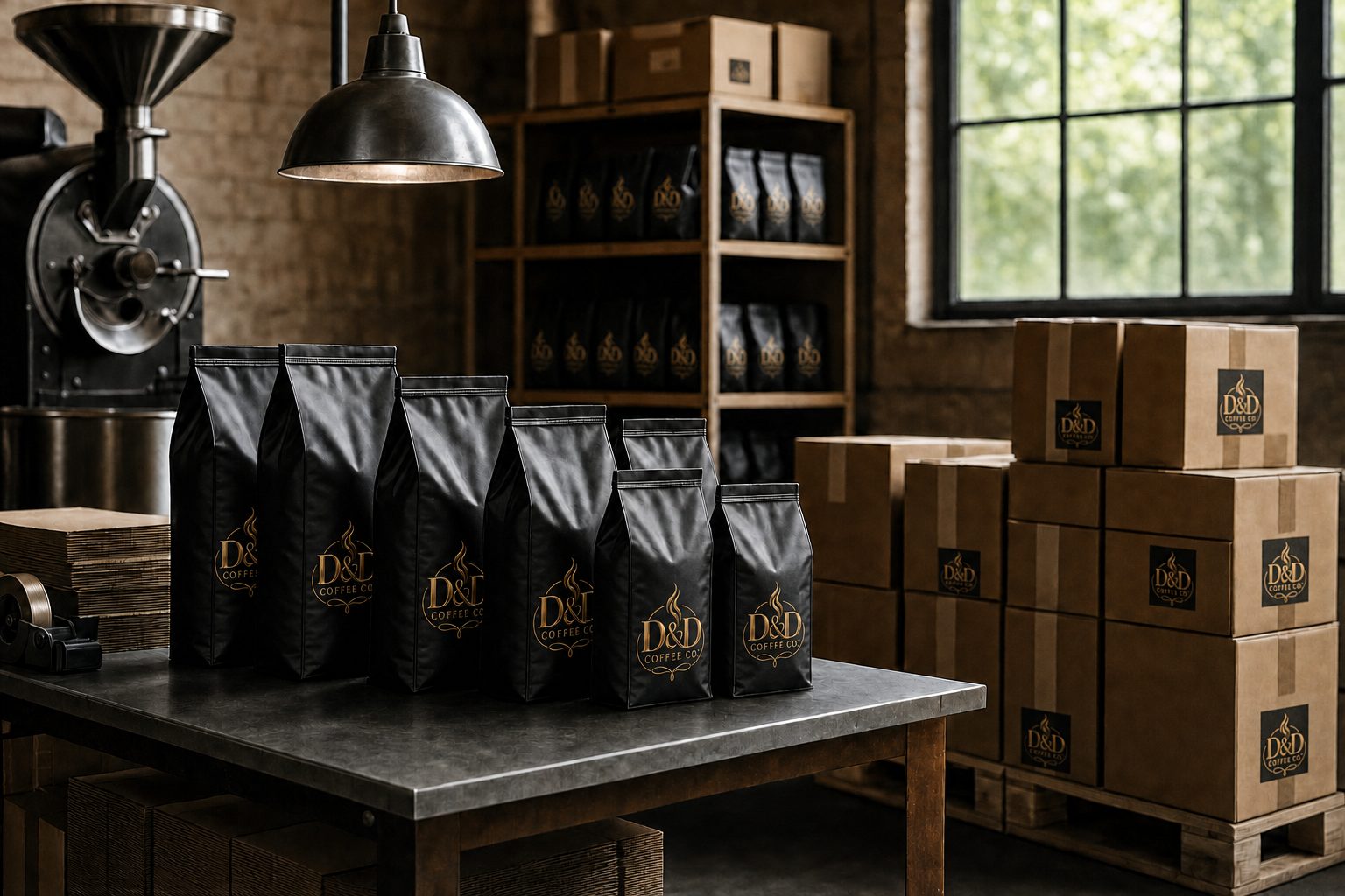 Coffee packages ready for distribution