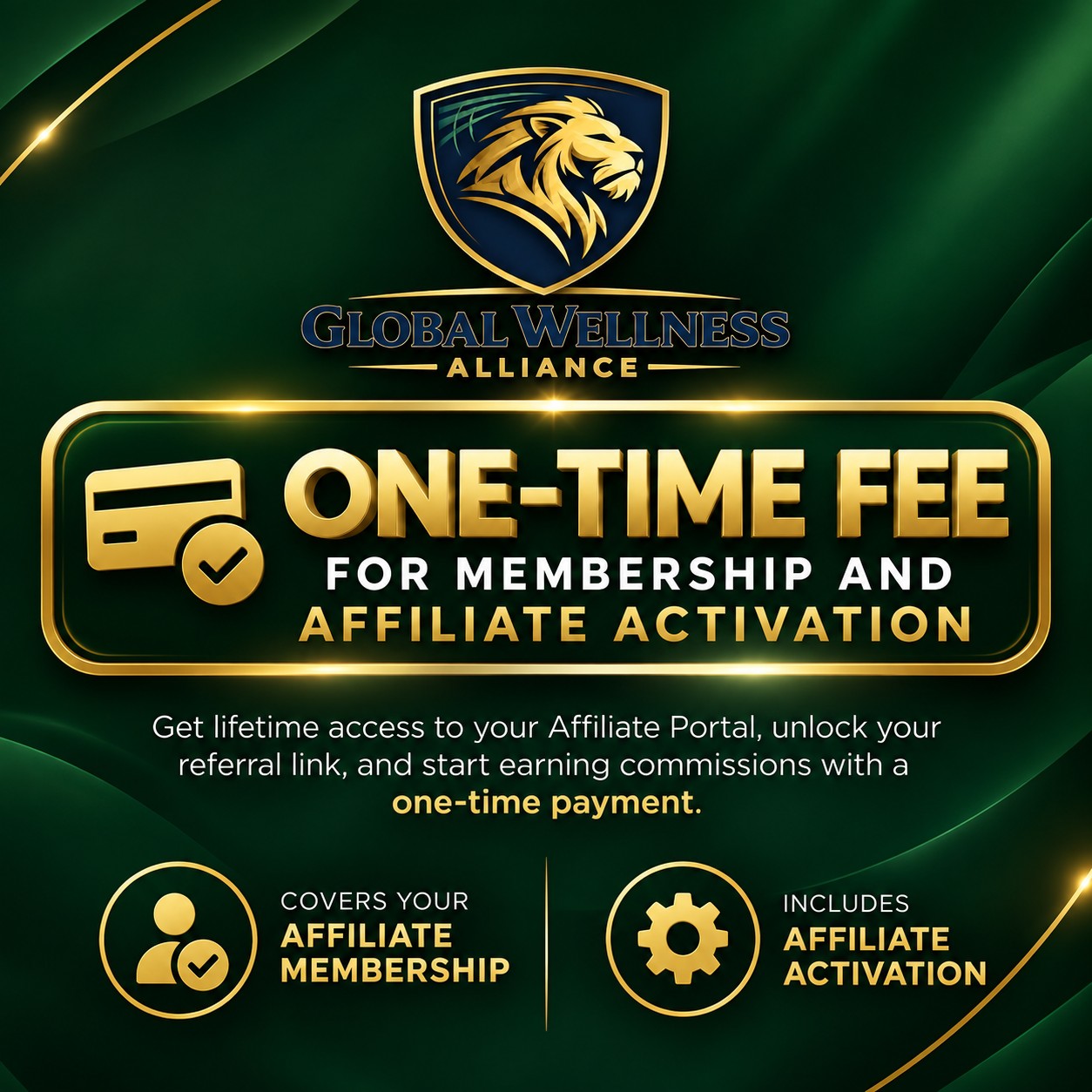 Global Wellness Alliance one-time fee for membership and affiliate activation
