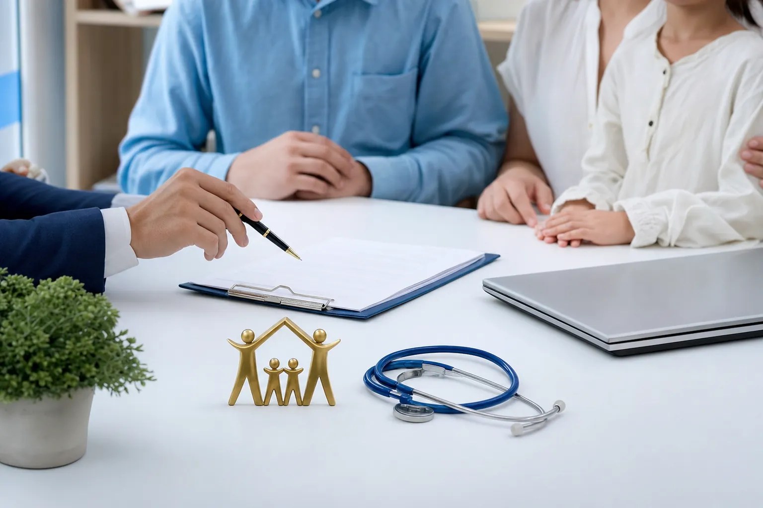 Health coverage materials on a desk
