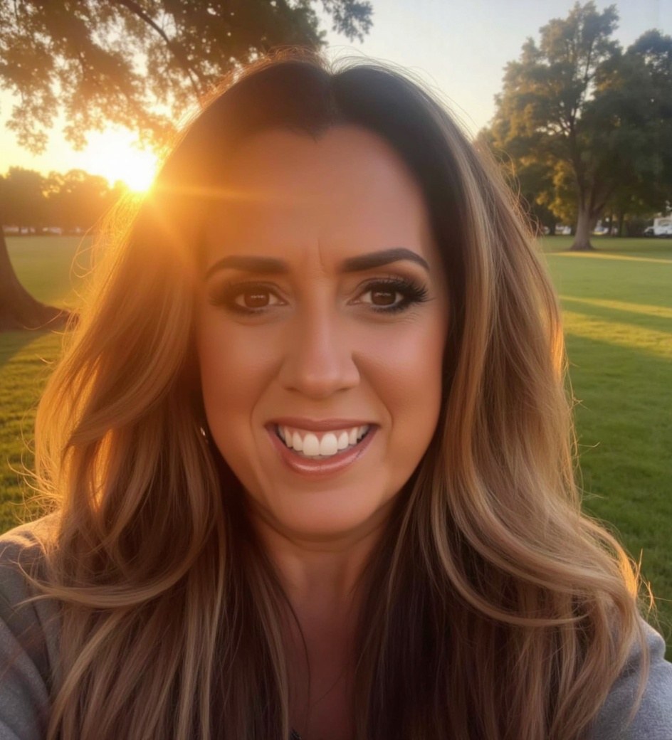 Becky Forbes smiling outdoors in warm evening light
