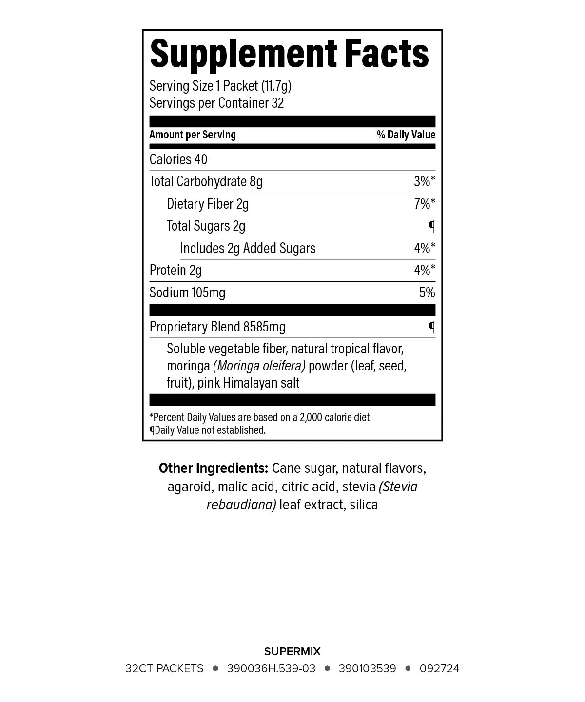 SuperMix™ supplement facts label