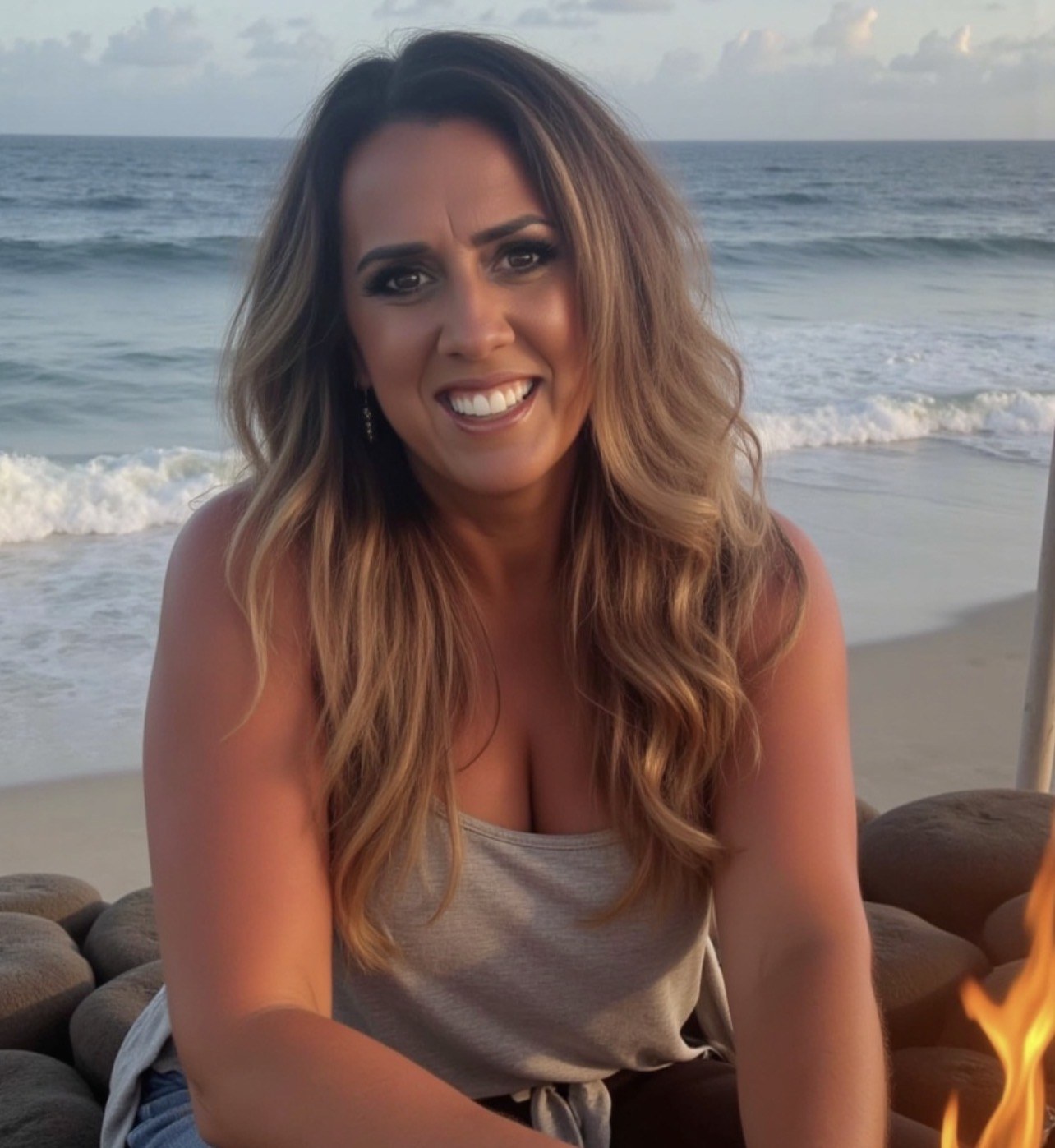 Becky Forbes by the ocean
