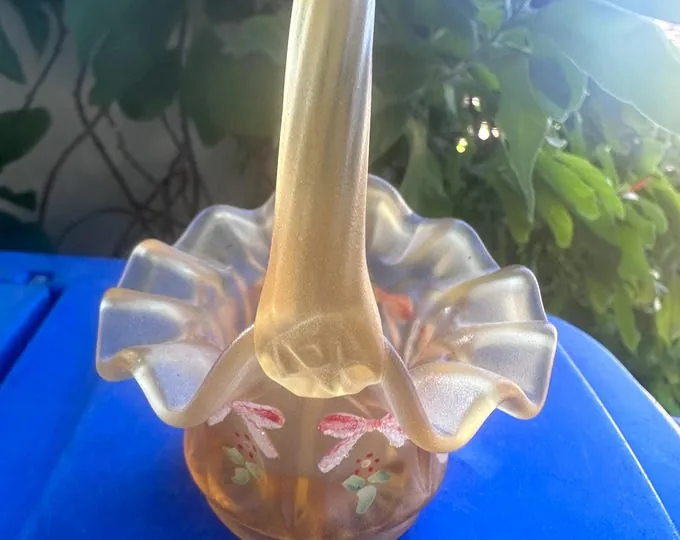 Fenton Mini Glass Basket with Flowers