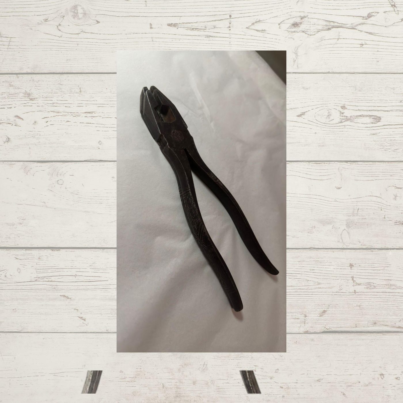 Vintage Bernard end-cutting nippers with embossed steel handles, photographed from the Tucson Collectibles catalog