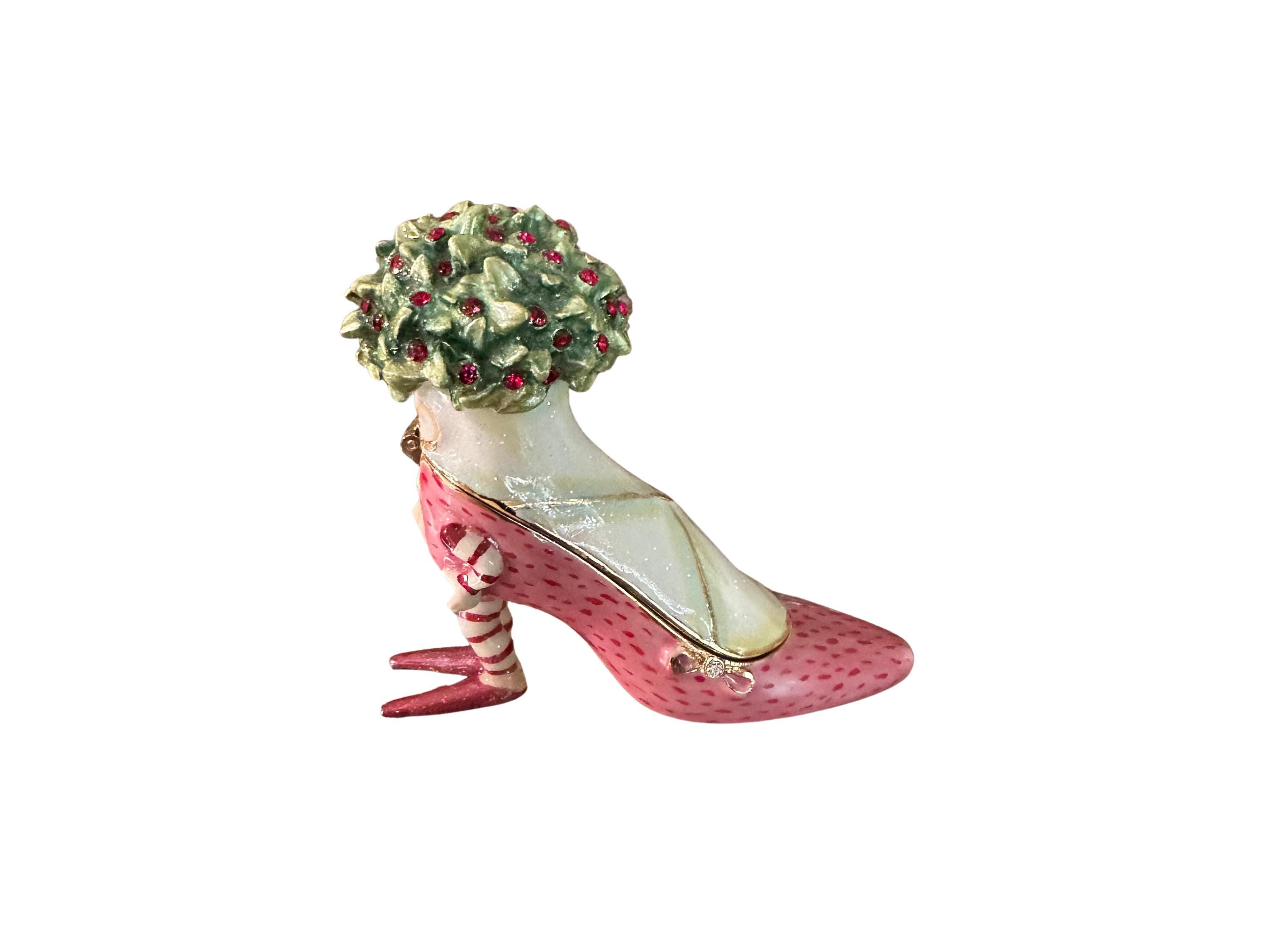 Dept 56 KRINKLES DECOR Collectors Pink Shoe Jeweled Trinket Box 2005 Patience Brewster