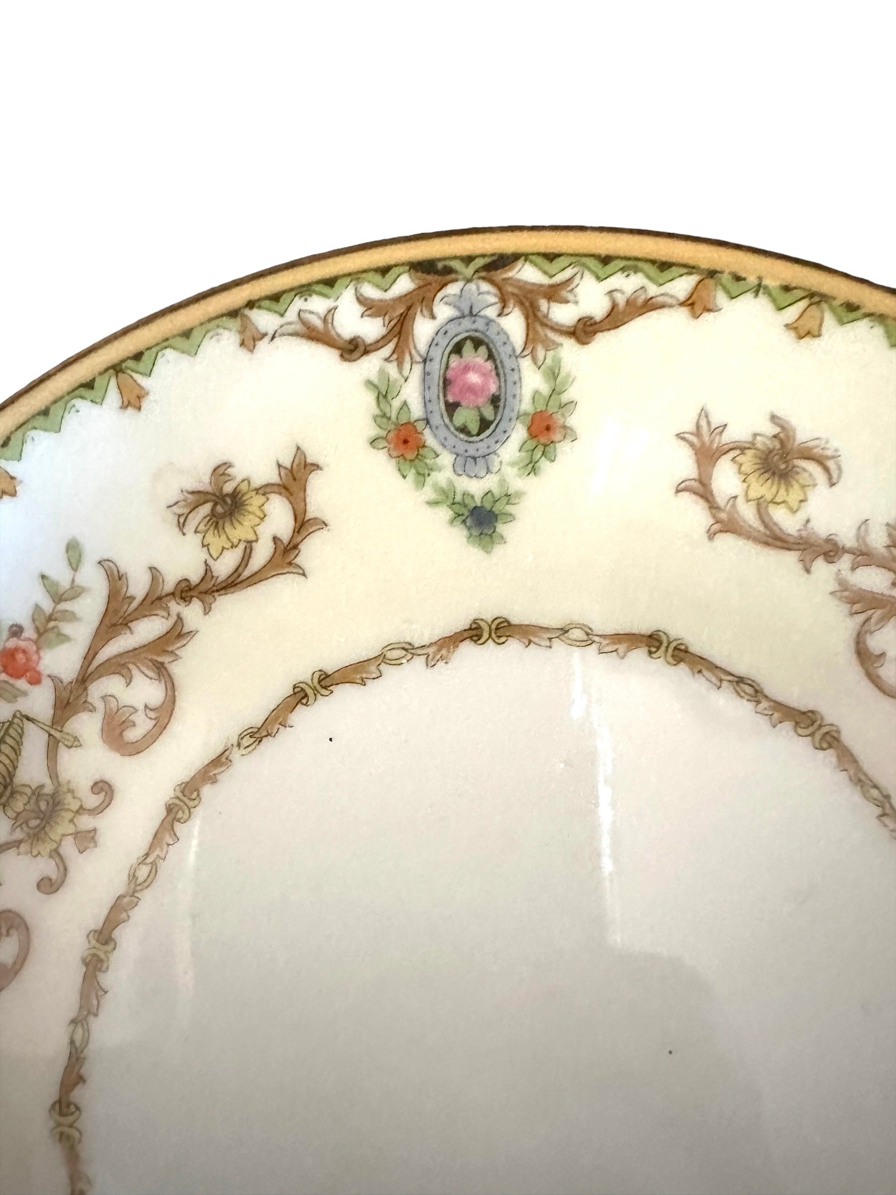 Antique Noritake Morimora Luncheon Plates, Wreath Pattern China, 7-inch Porcelain Set of 4