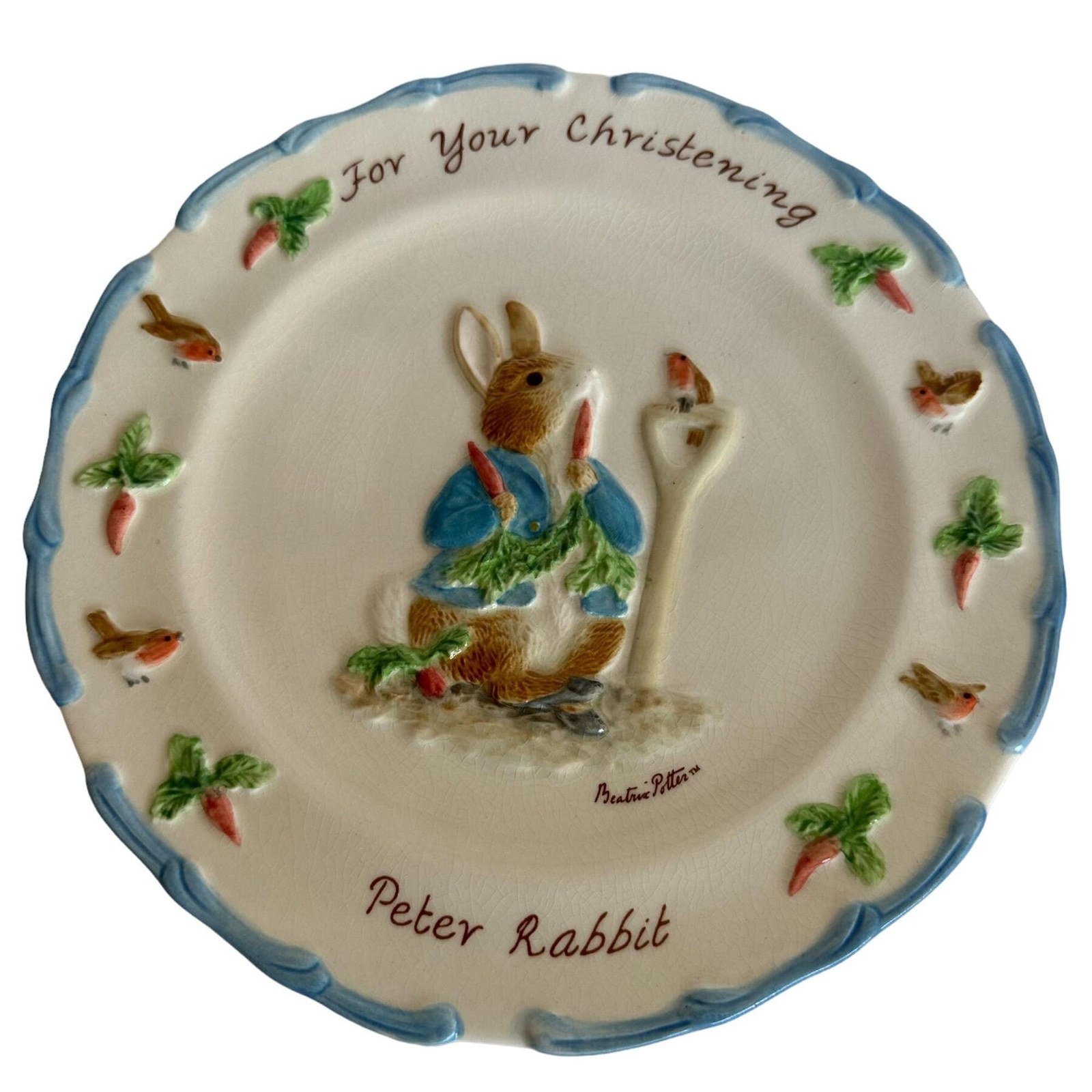 Beatrix Potter Peter Rabbit Christening Plate | Ceramic Wall Decor