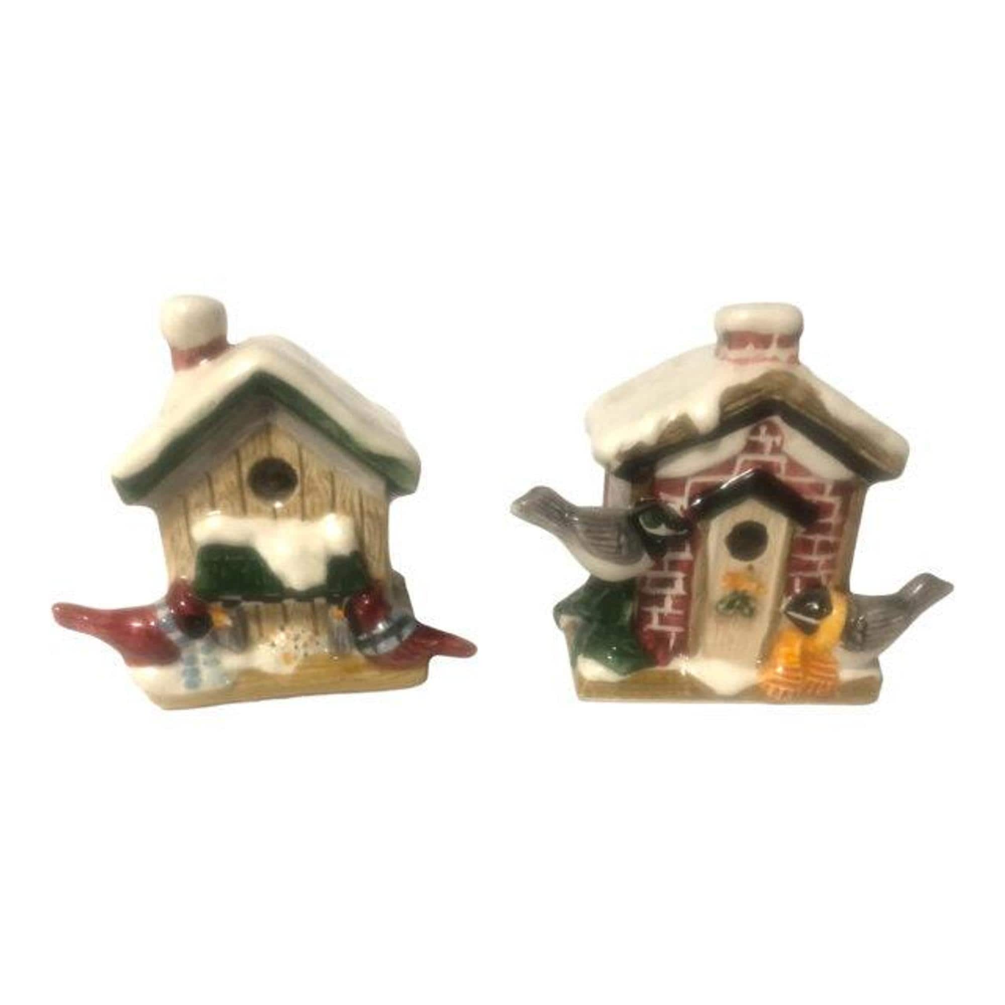 Birdhouse Salt and Pepper Shakers, Japanese Pottery, Sakura Kitchen Decor