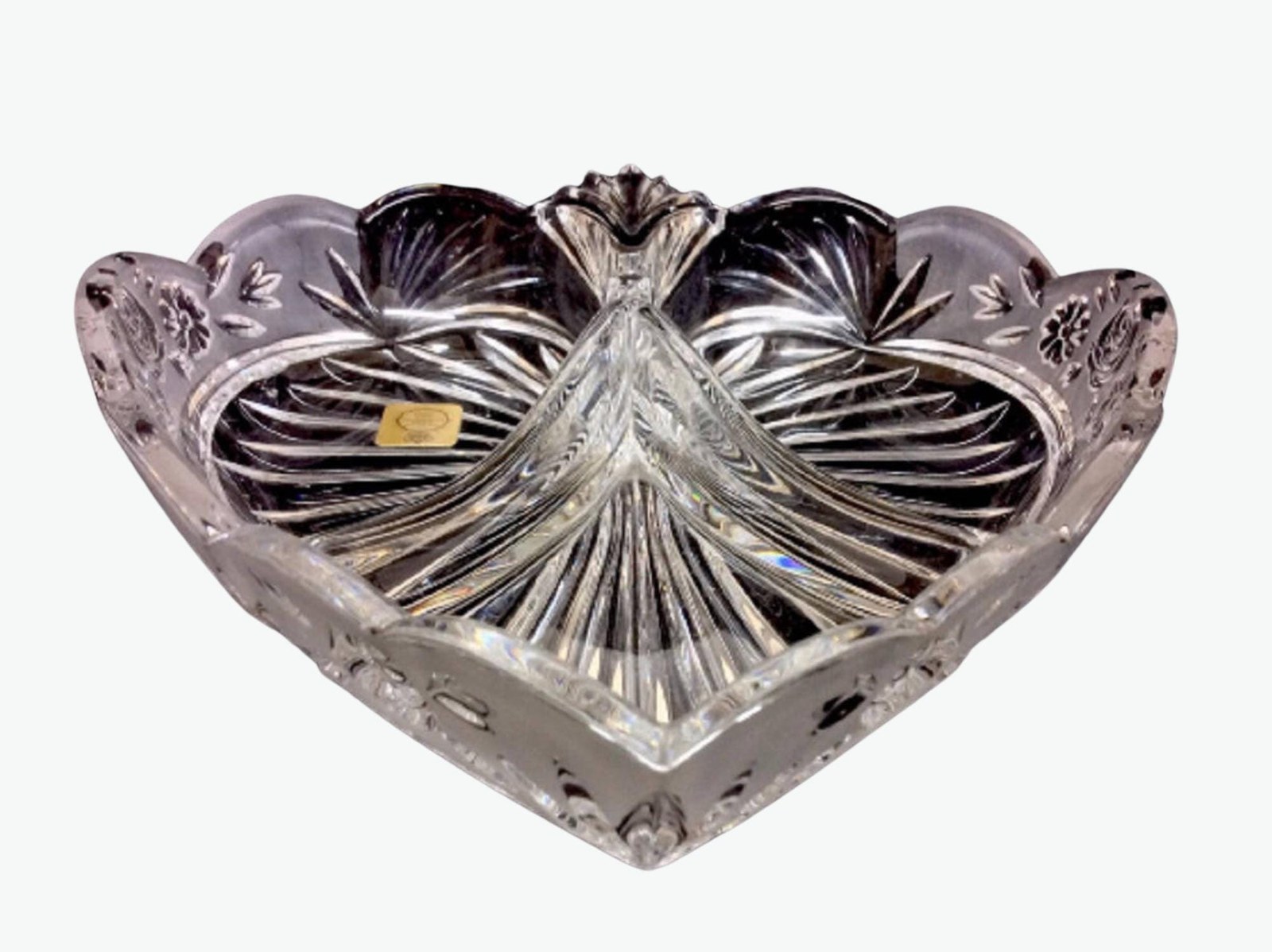 Bleikristall Ornamental Dish Heart Shaped German Crystal, Vintage Glassware, 8 Inch