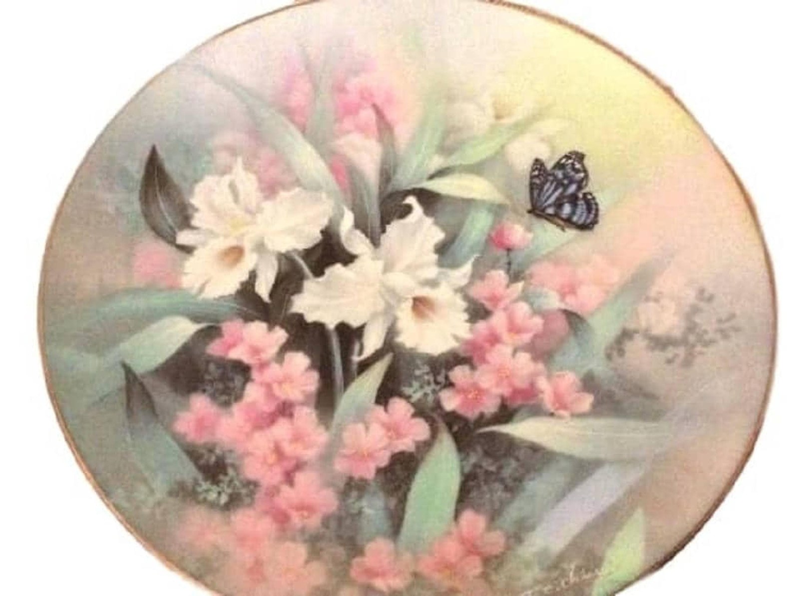 Blue Butterfly Plate, Classic Floral Wall Decor, Limited Edition