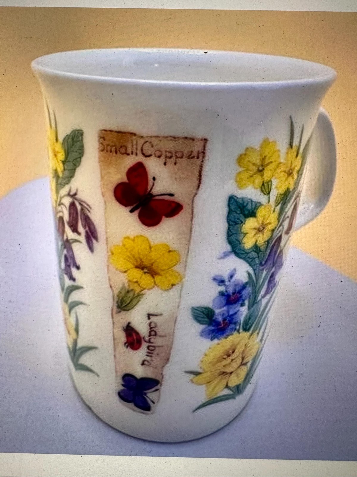 Bone China Mugs Henley Daffodil Butterfly, Ceramic, 12oz