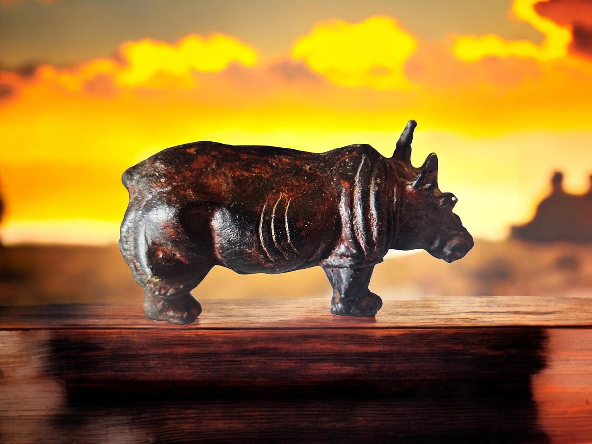 Bronze Hippo Art Small Statue, Cold Painted Animal Desk Decor