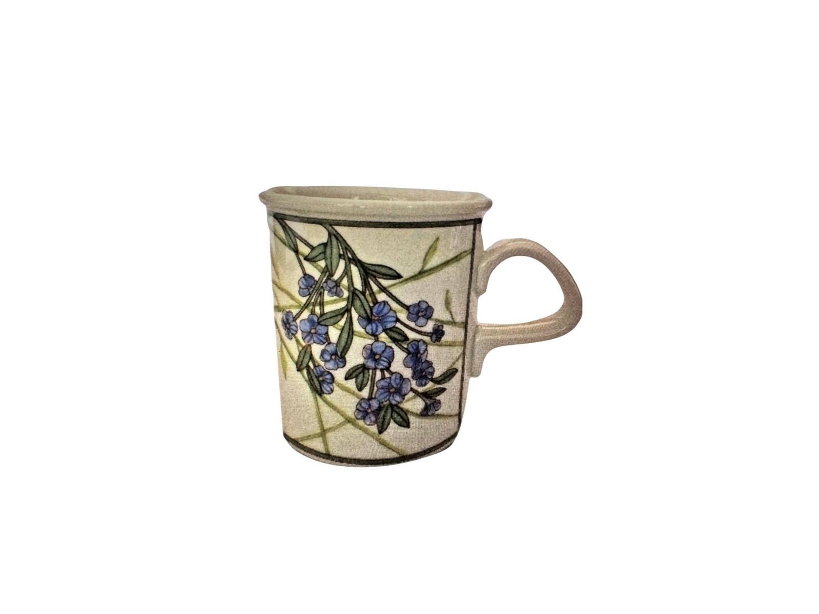 Cafe Floral Mug, Large Porcelain Breakfast Cup, Multicolor