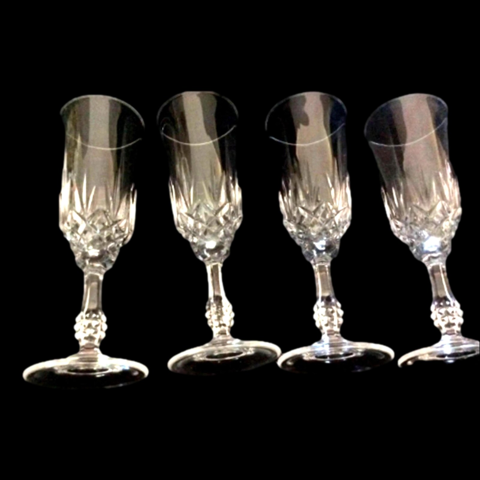 Capri Flutes, Champagne Crystal Stemware Set of 4
