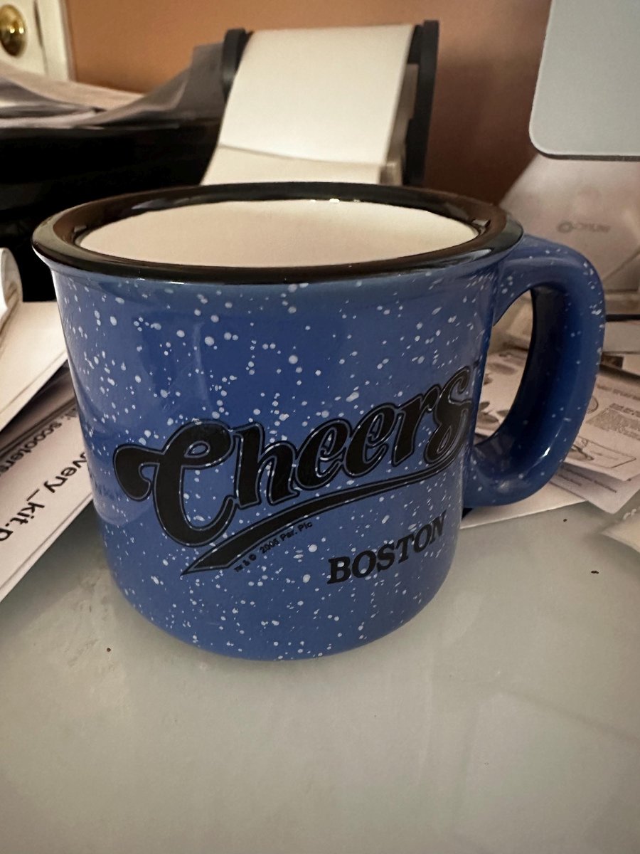Cheers Boston Stoneware Mug, Blue Speckled 14oz Keepsake