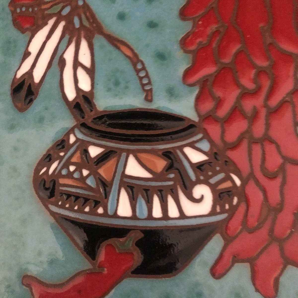 Chili Ristras, Ceramic Art, Vintage Style Tile Trivet