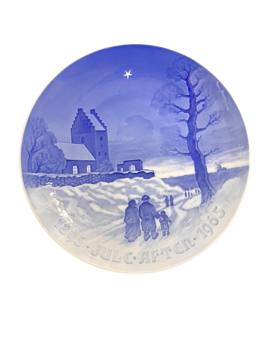 Christmas Wall Plate 1965, Bing Grondahl Dish, Blue Ceramic Scandinavian Decor