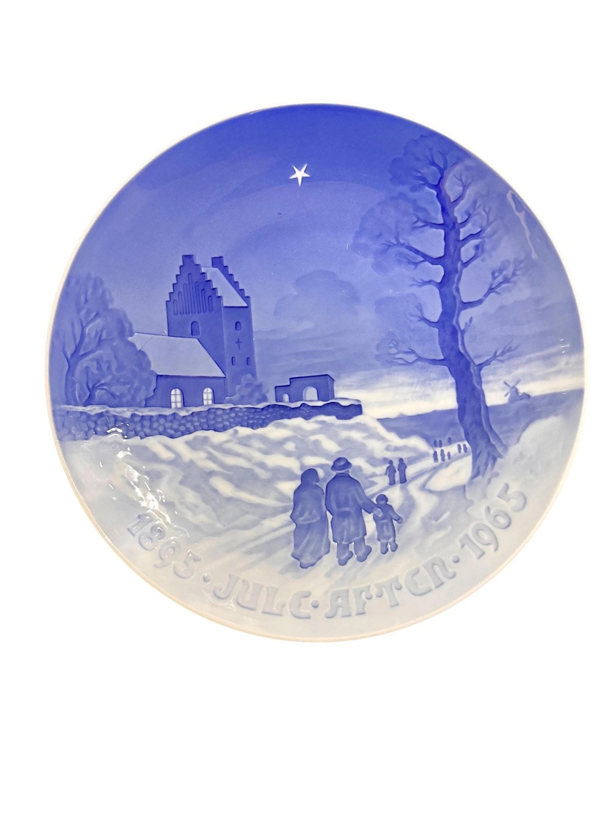 Christmas Wall Plate 1965, Bing Grondahl Dish, Blue Ceramic Scandinavian Decor