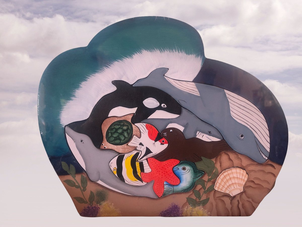 Coastal Whales Wooden Puzzle | Seaside Decor | Gifts For Children