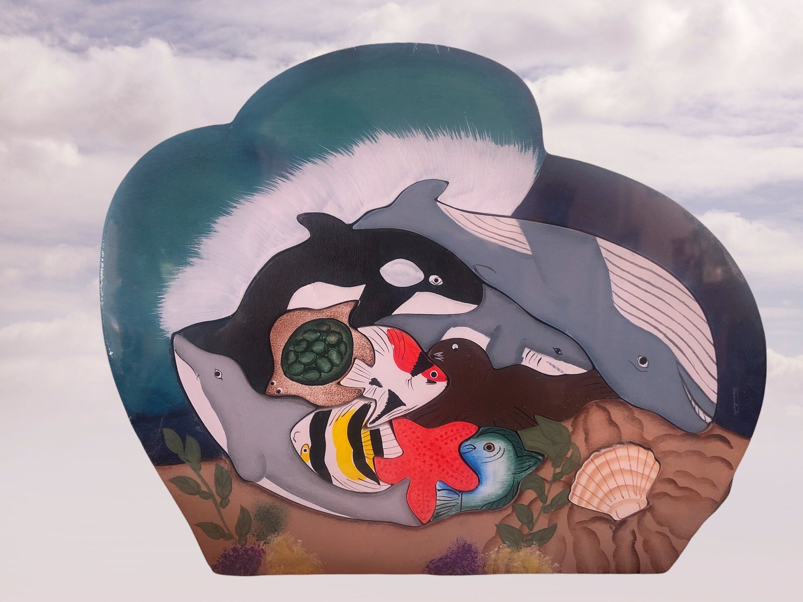 Coastal Whales Wooden Puzzle | Seaside Decor | Gifts For Children