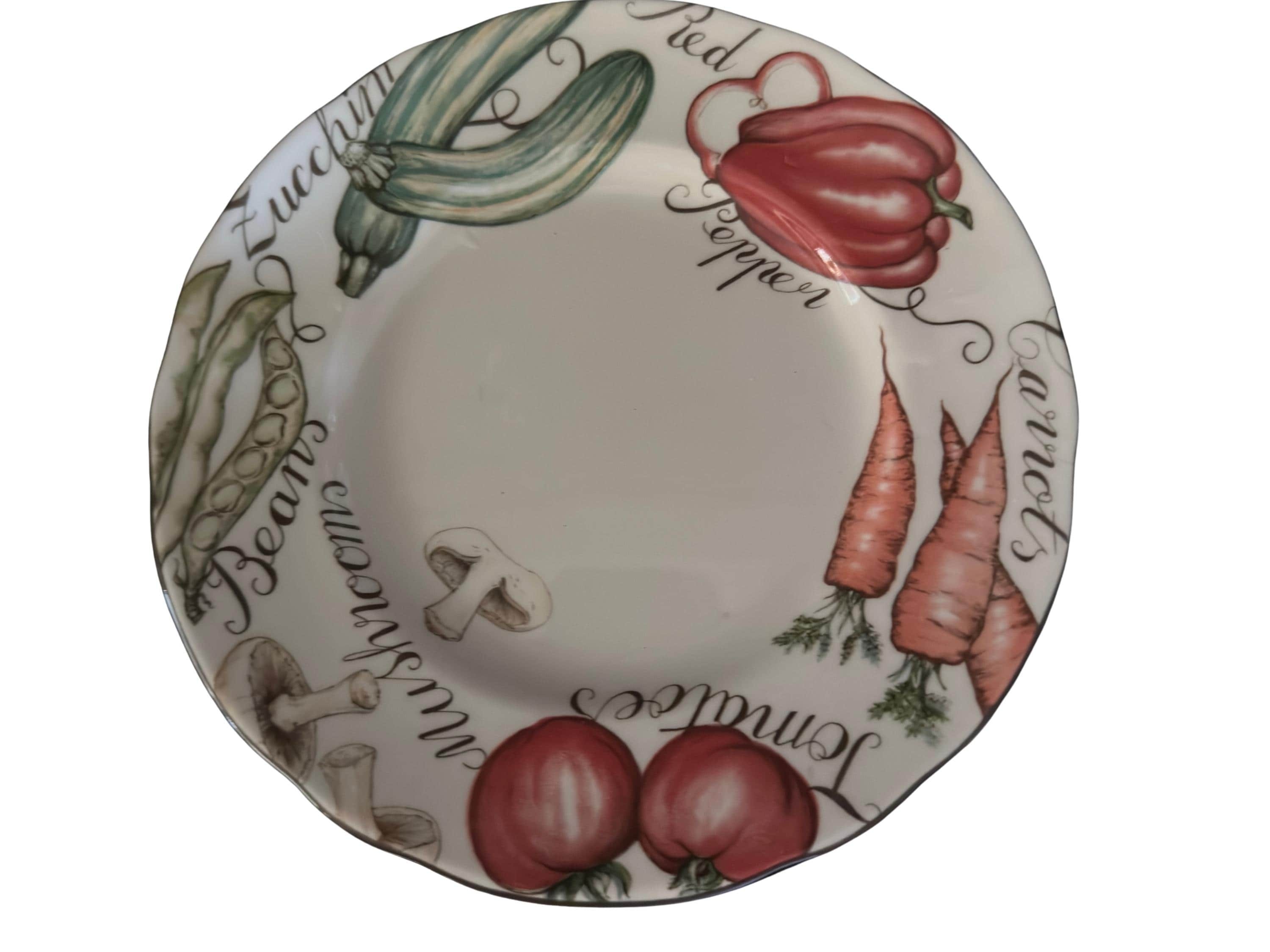 Colorful Dish Set of 4 Franciscan Vegetable Medley Earthenware Plates, Microwave and Dishwasher Safe