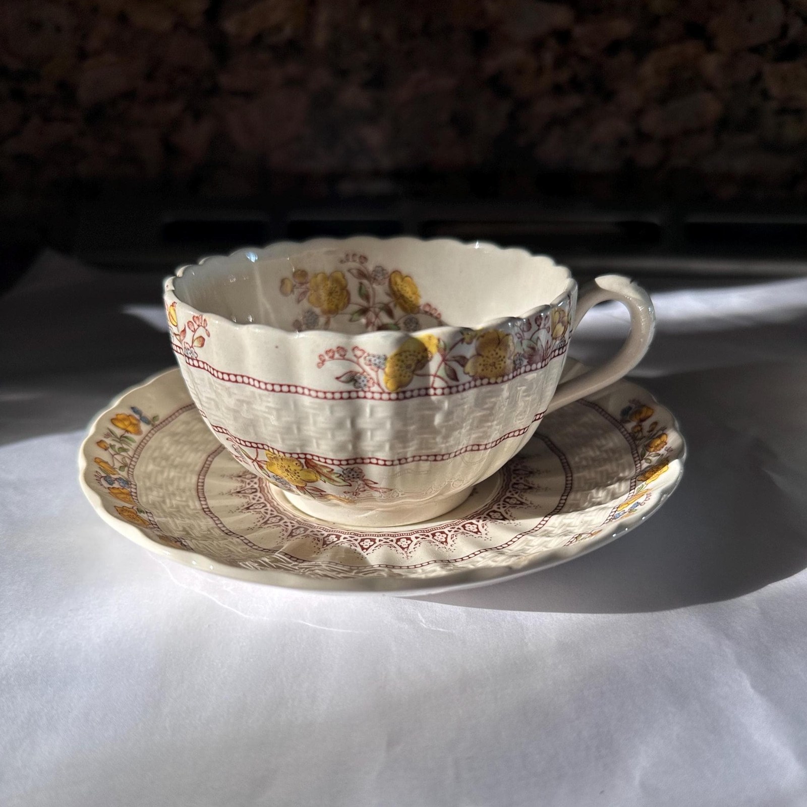 Copeland Spode Buttercup Cup Coffee or Teacup Saucer Mid-Century Older Backstamp