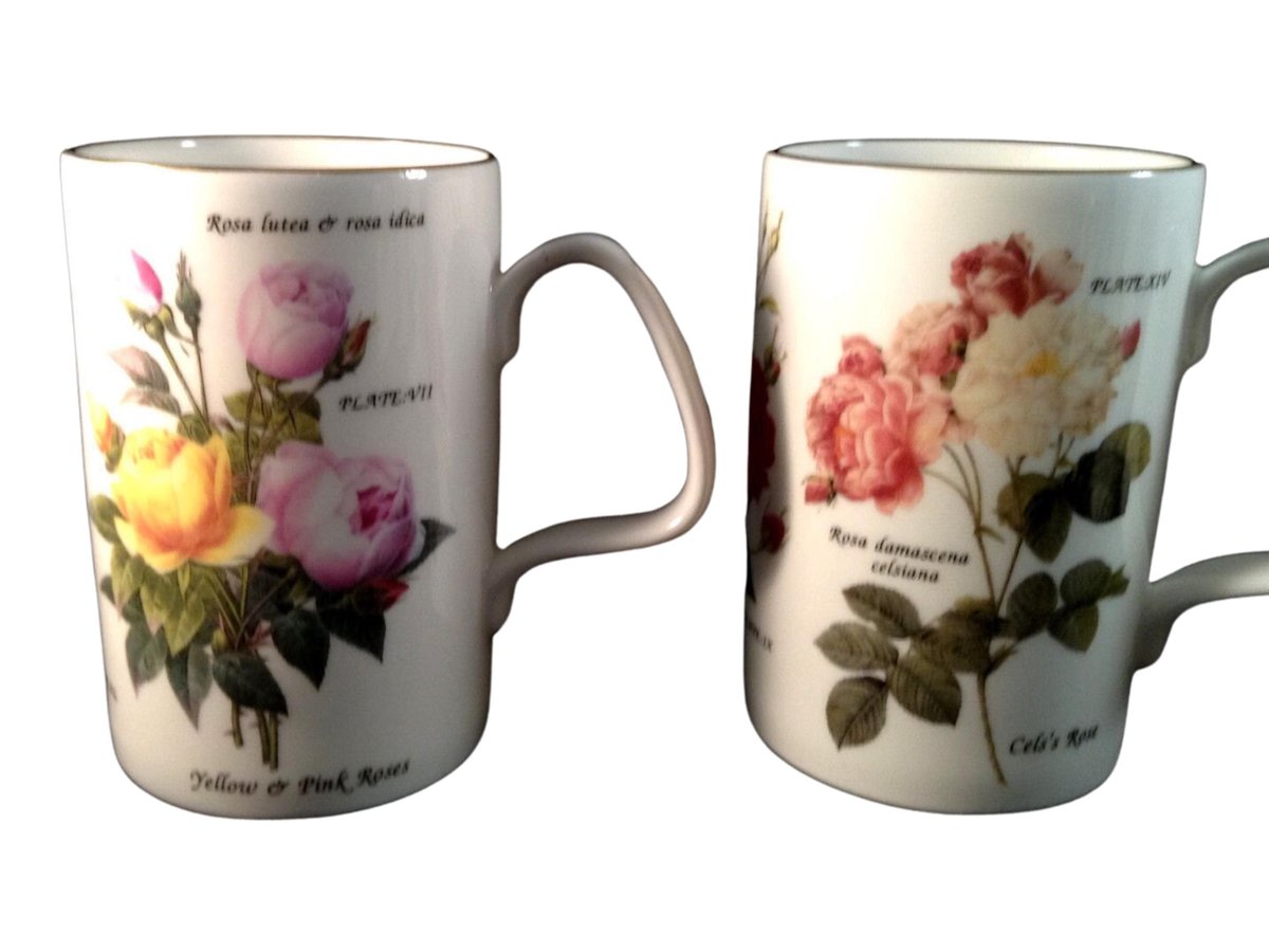Crown Staffordshire Floral Bone China Mugs – Rose Collection Set