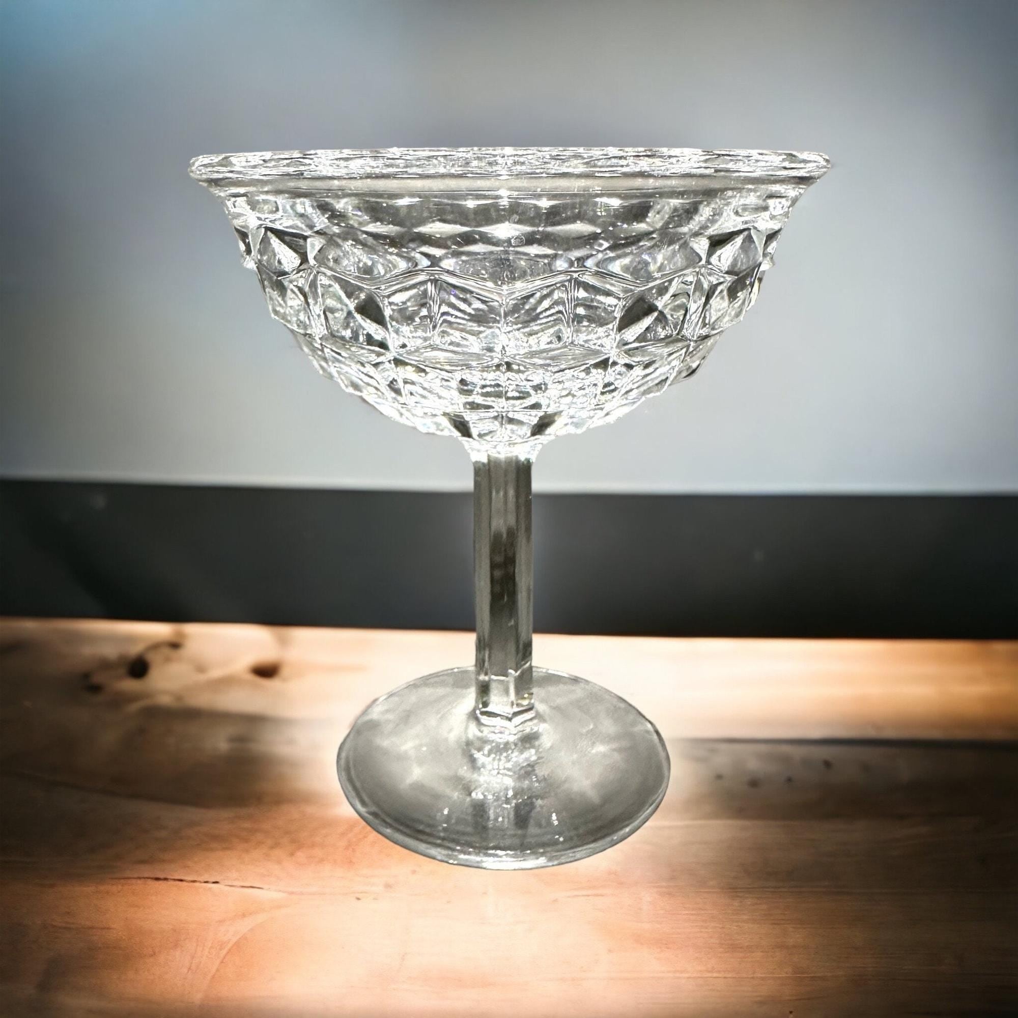 Fostoria Crystal Set, Vintage Champagne Glass Set, Clear Stemware