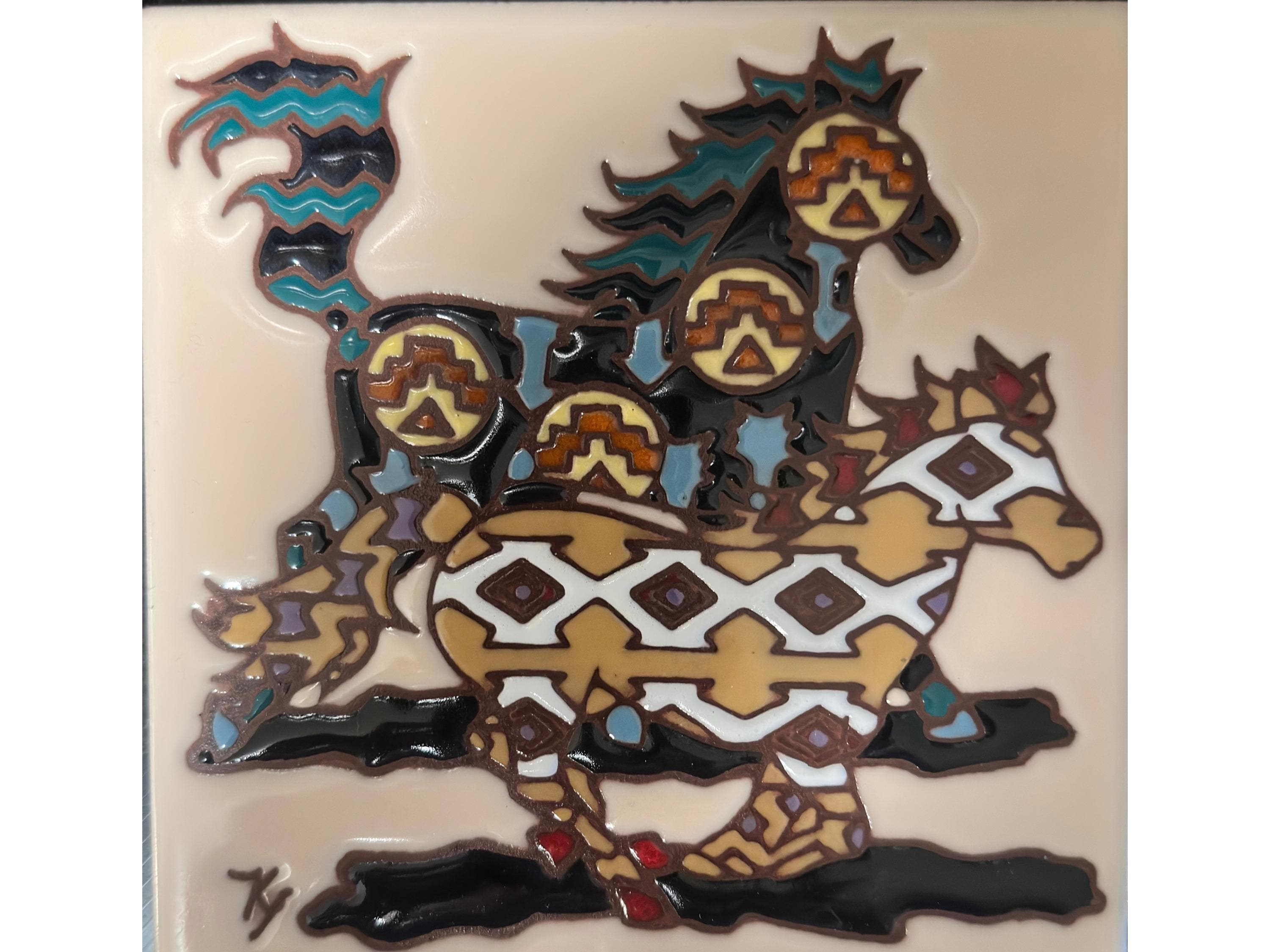 Wild Mustang Ceramic Tile, Southwestern Wall Hanging Art, Made in Tucson