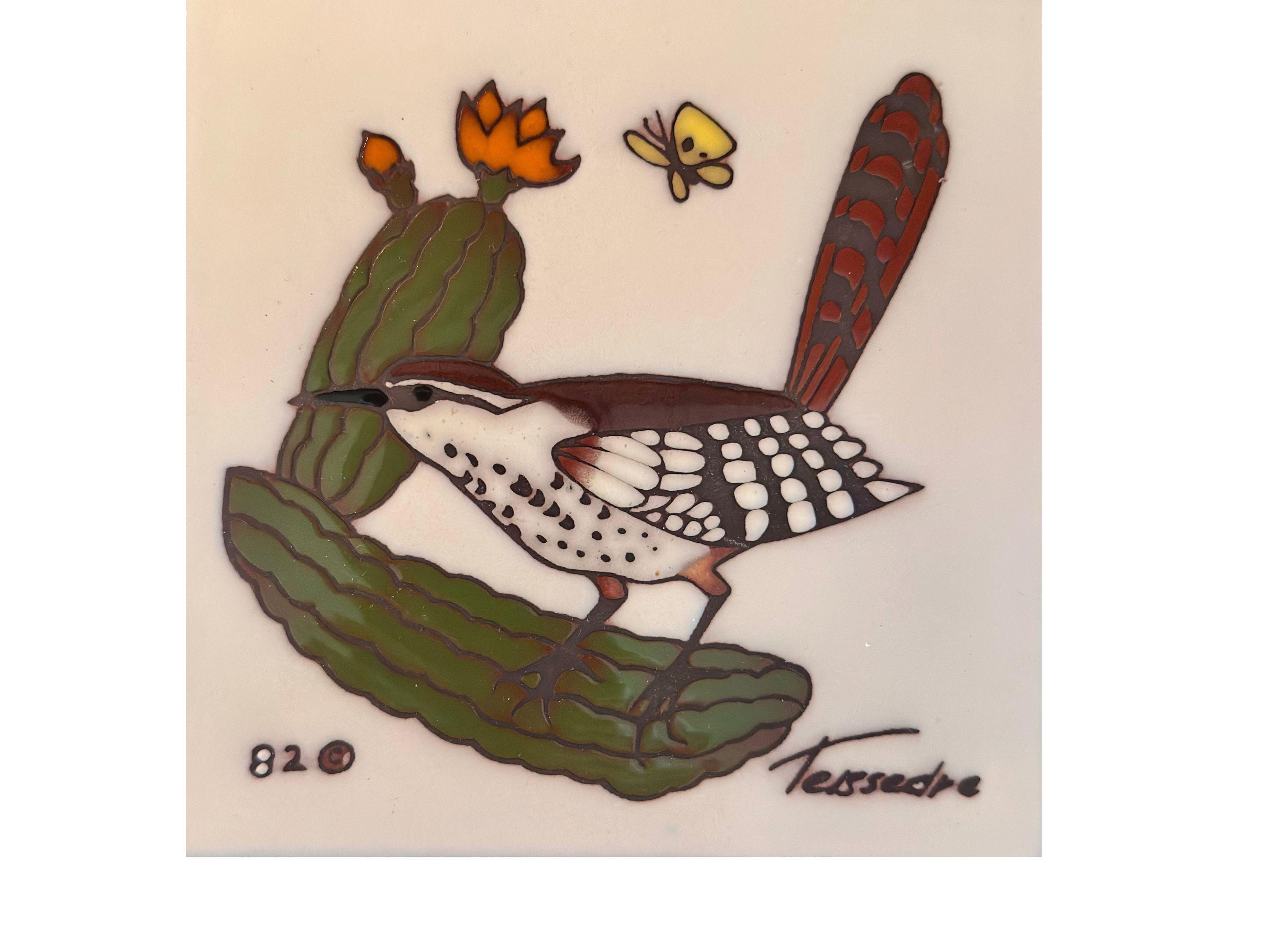 Cactus Wren Teissedre Designs Ceramic Trivet, Coaster or Wall Decor