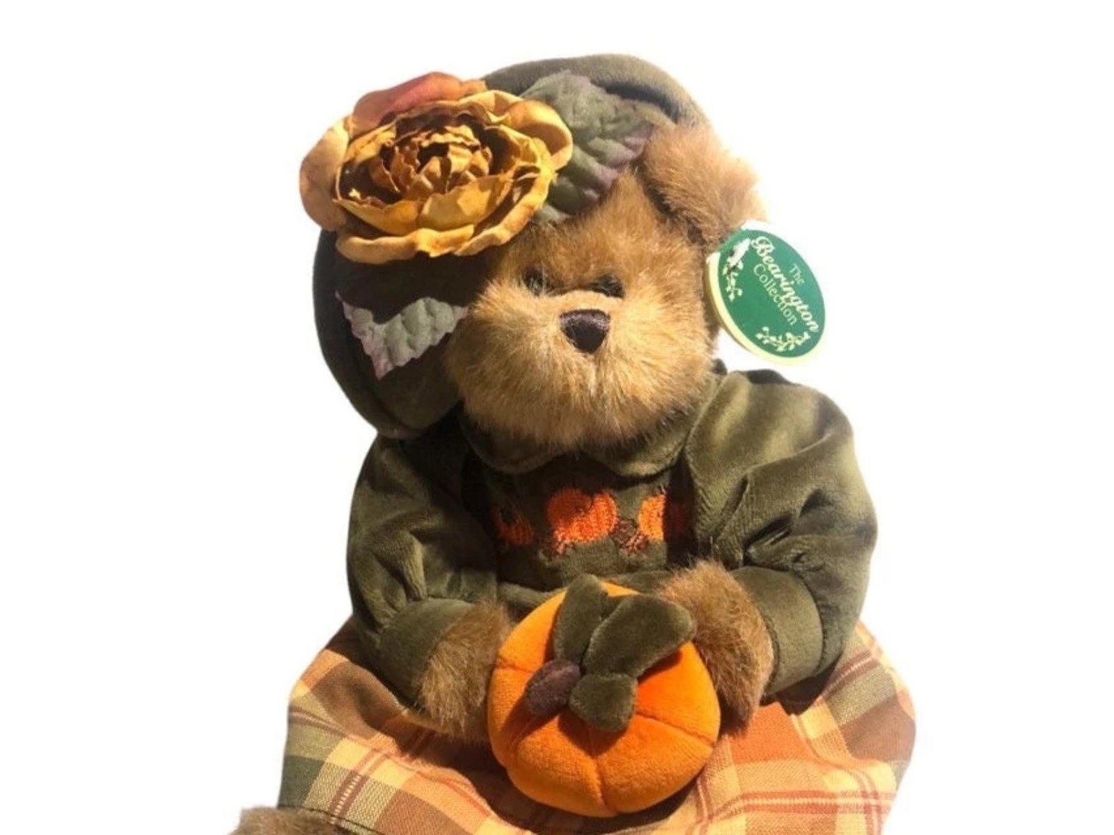 Fall Pumpkin Teddy Bear Decor, Bearington Bear, 14 Inch Plush